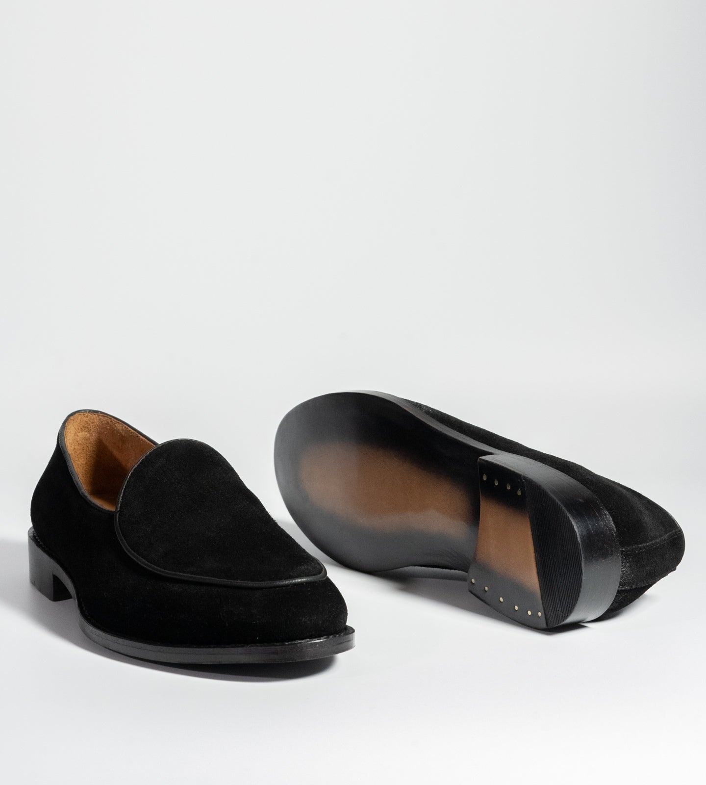 Hand-Welted Black Suede Belgian Loafer