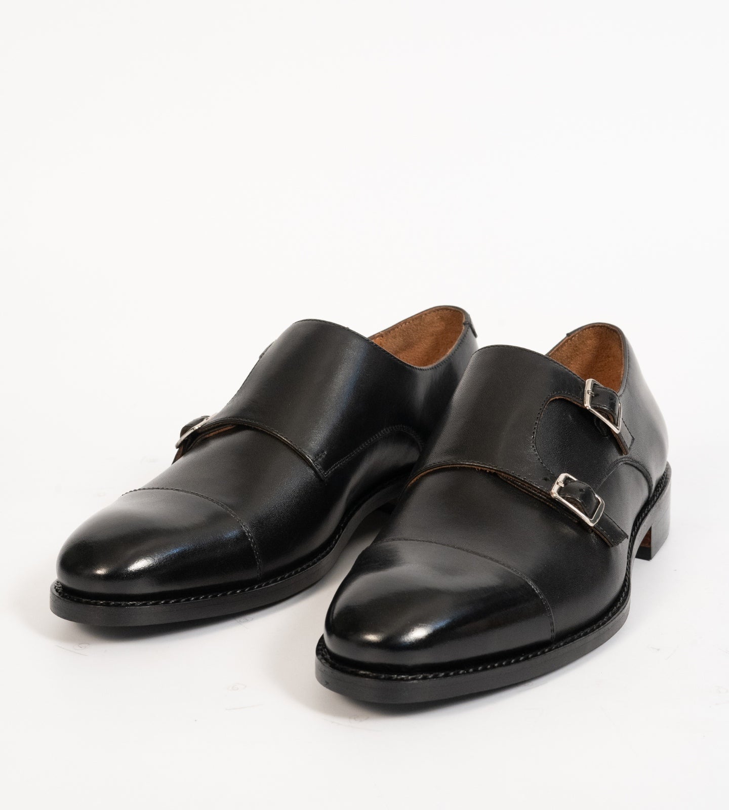 Hand-Welted Black Double Monk Strap shoe