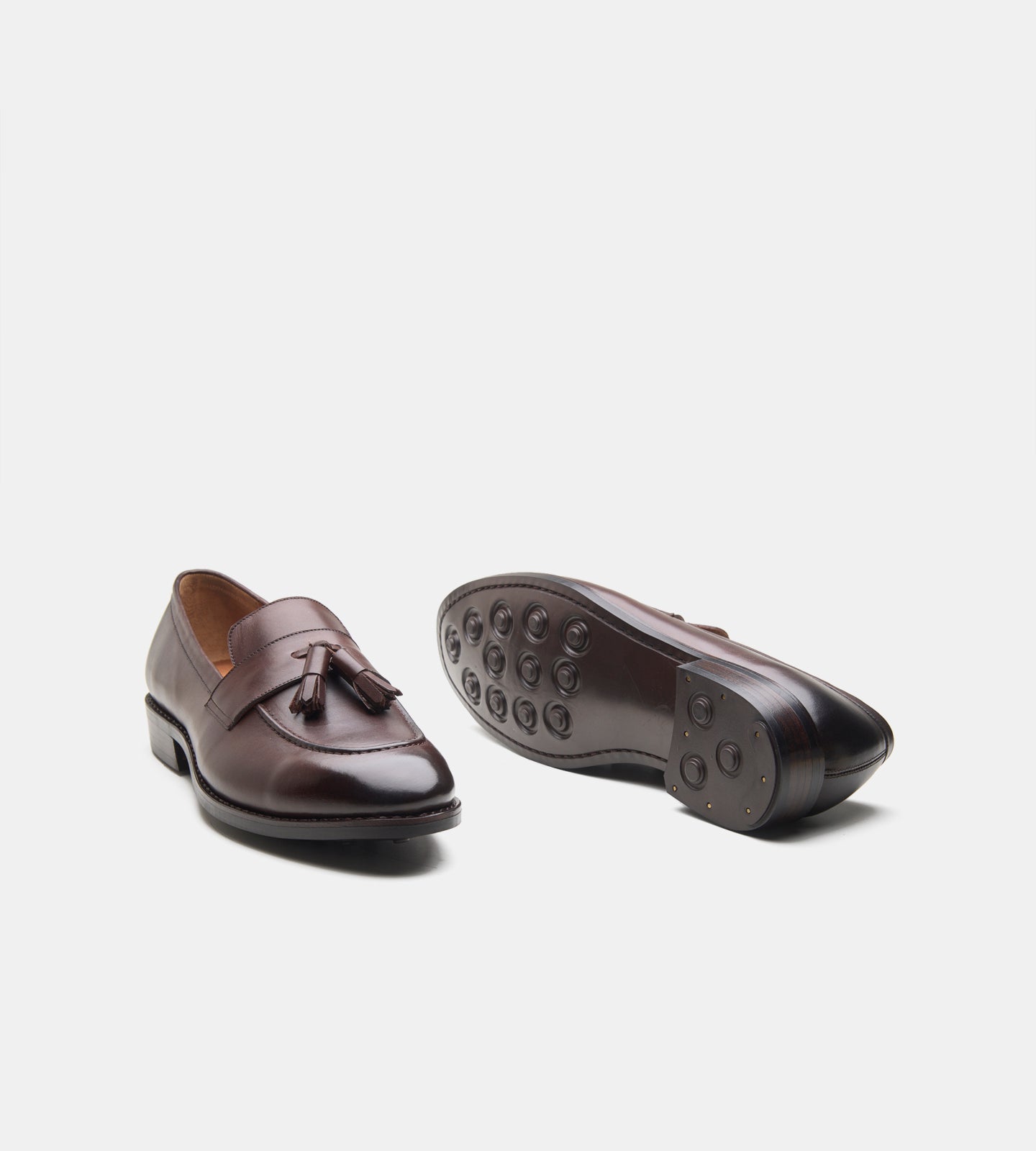 Hand-Welted Brown Tassel Loafers
