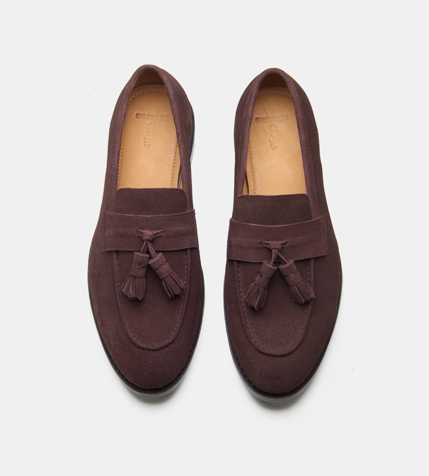 Hand-Welted Brown Suede Tassel Loafers