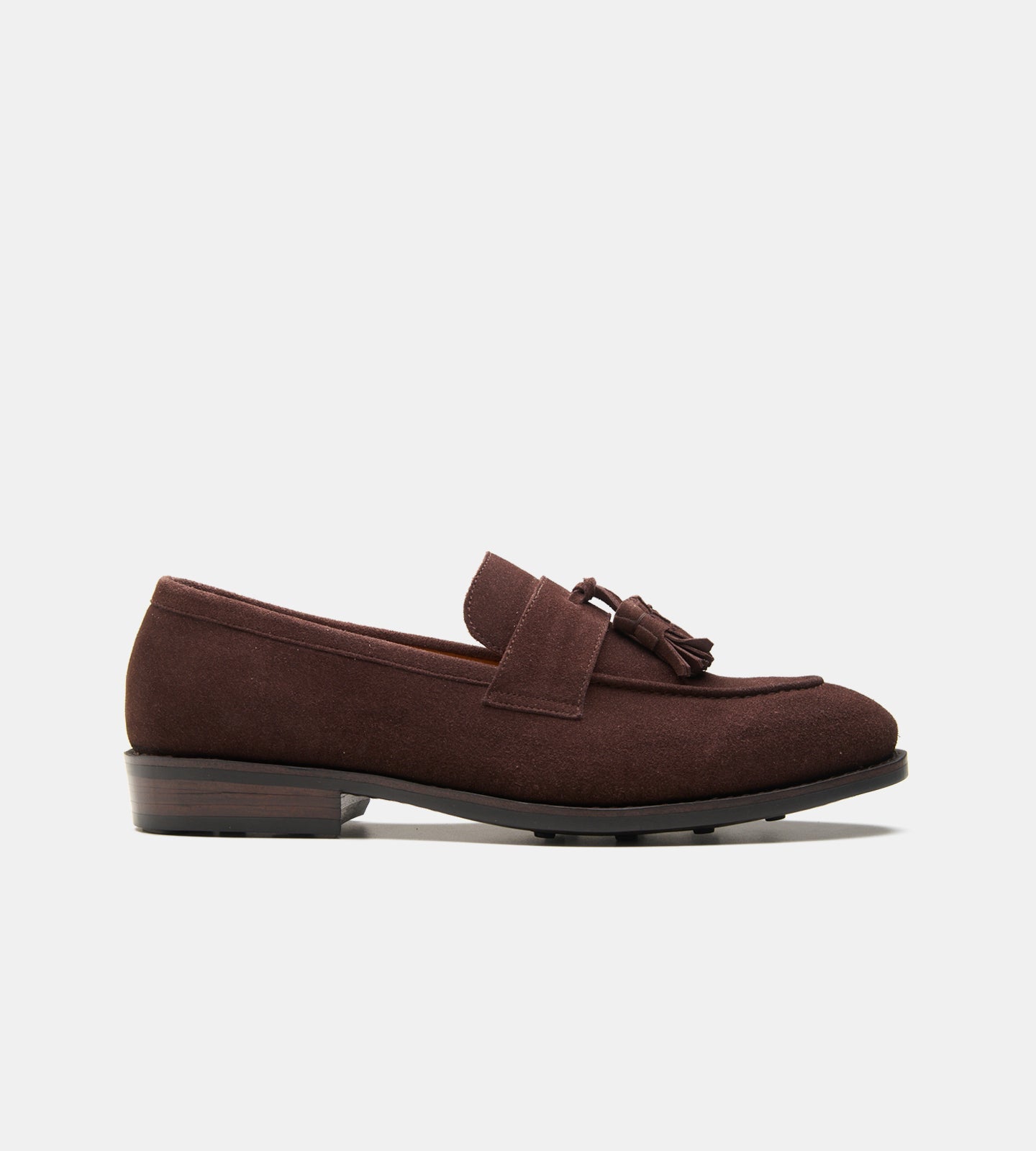 Hand-Welted Brown Suede Tassel Loafers