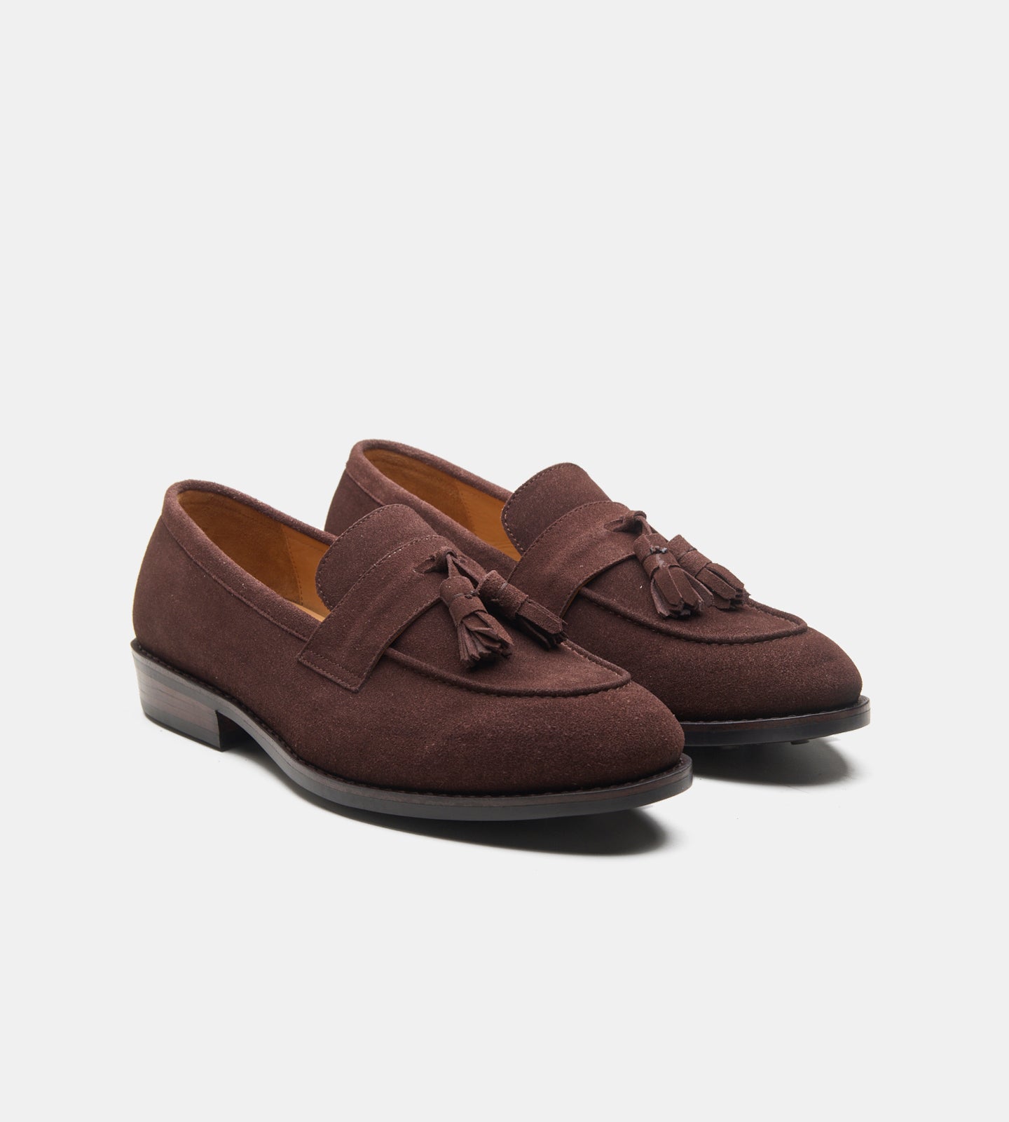 Hand-Welted Brown Suede Tassel Loafers