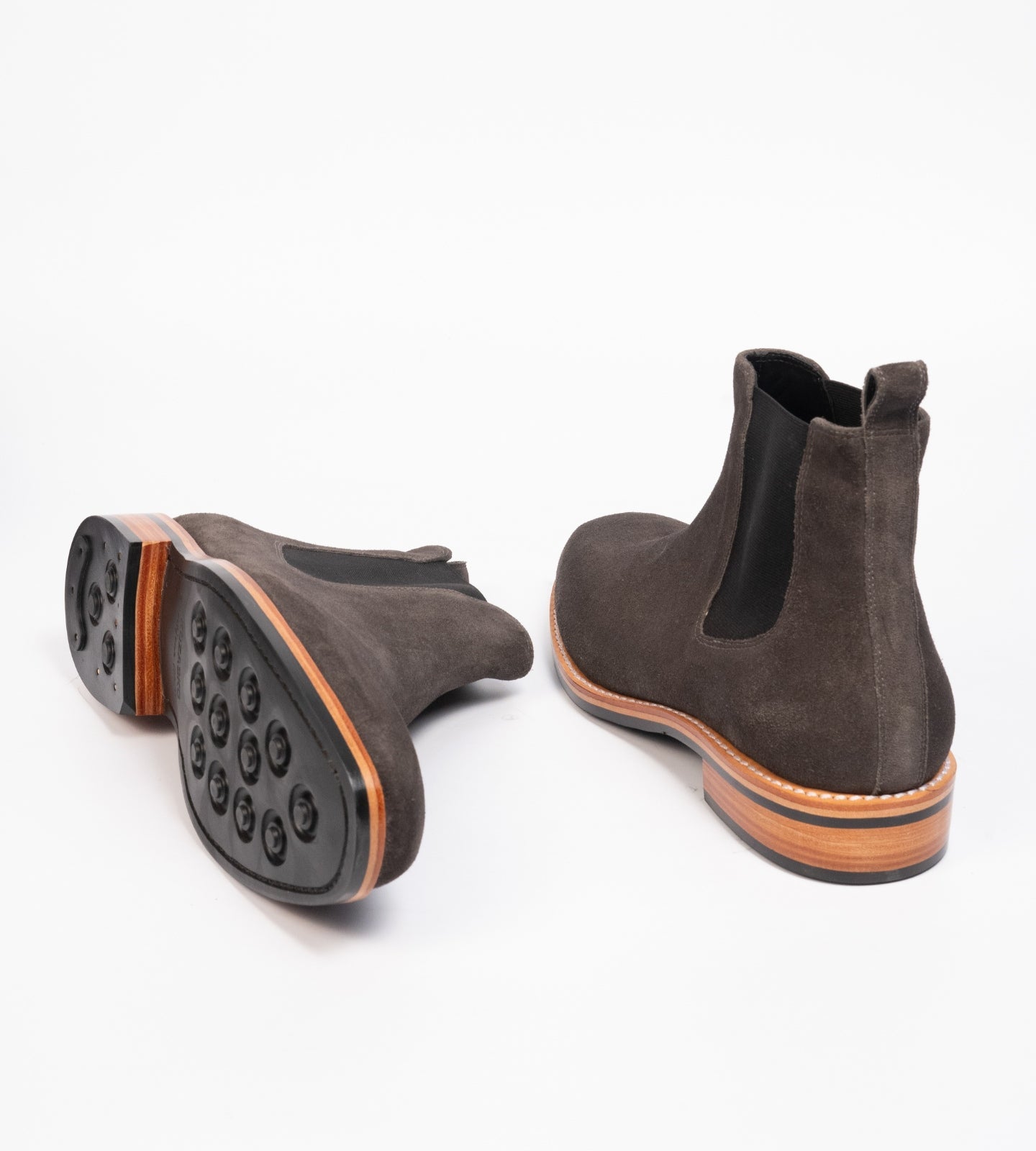 Hand-Welted Dark Grey Suede Wholecut Chelsea Boot