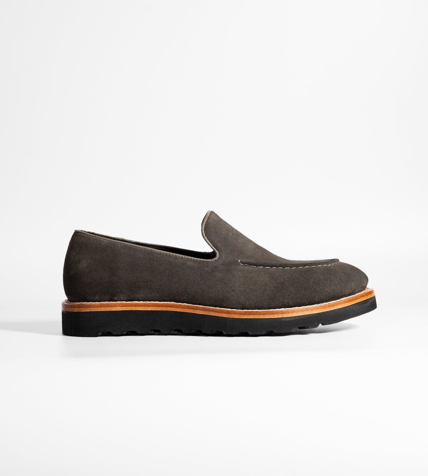 Dark Grey Suede Hand-Welted Comfort Loafers