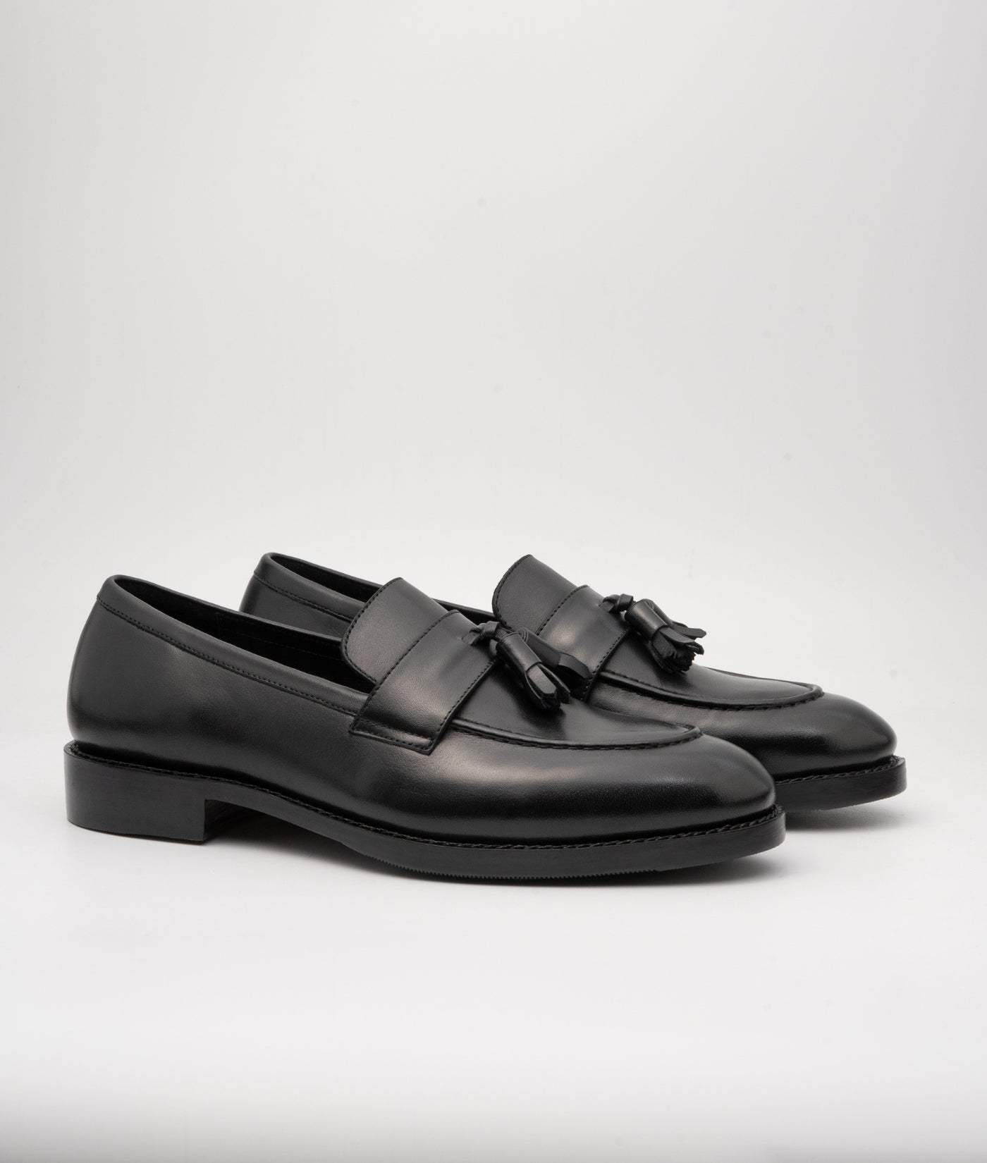 Hand Welted Black Full Grain Leather Tassel Loafer