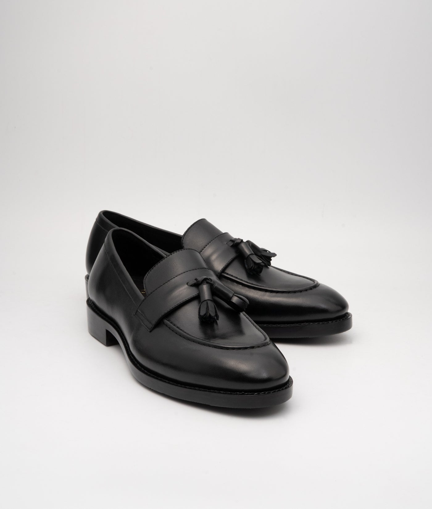 Hand Welted Black Full Grain Leather Tassel Loafer