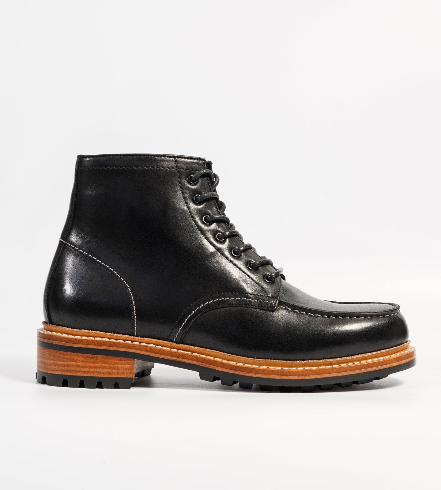 Hand-Welted Black Full Grain Moctoe Boot