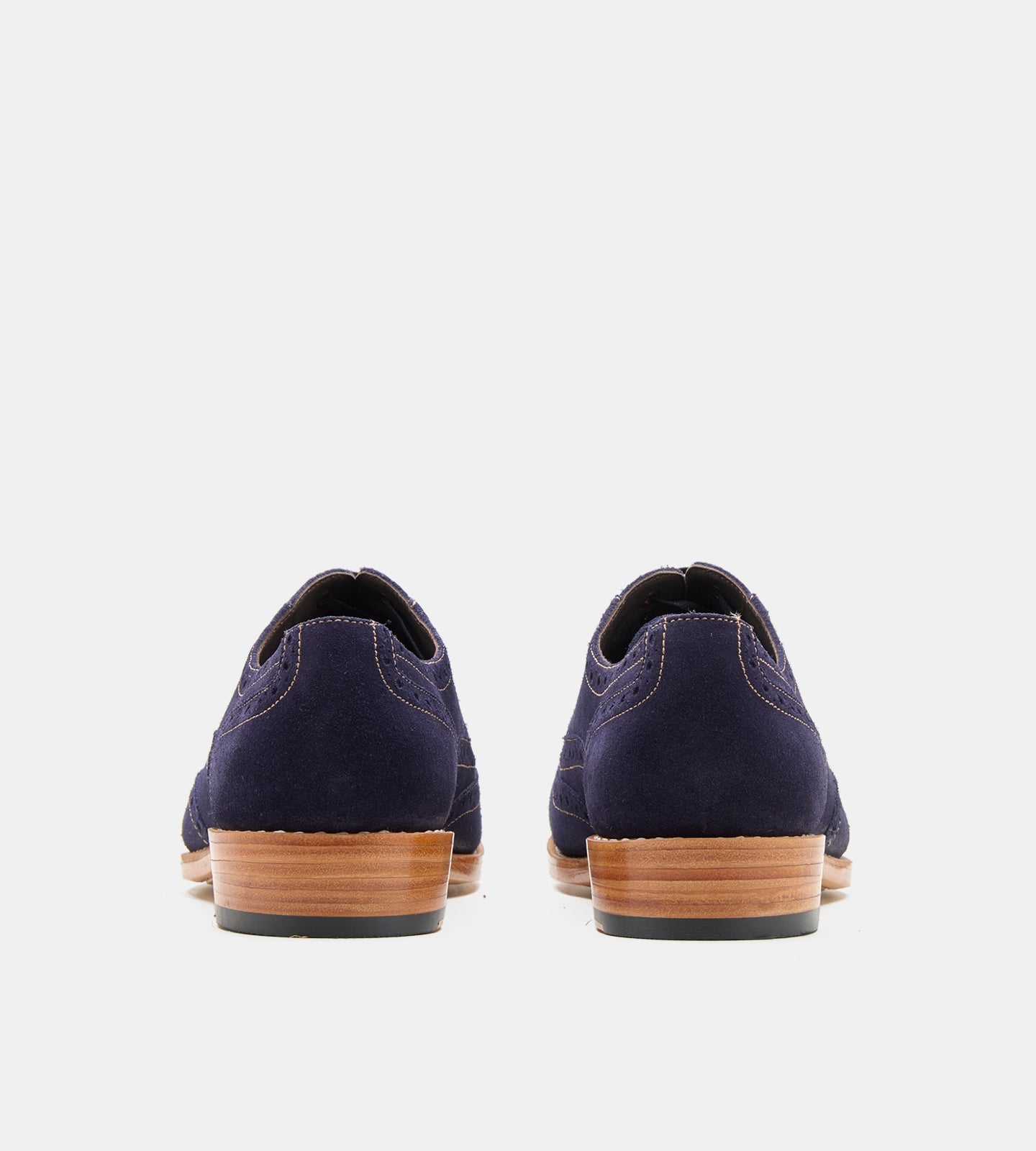 Hand-Welted Navy Suede Wingtip Oxfords