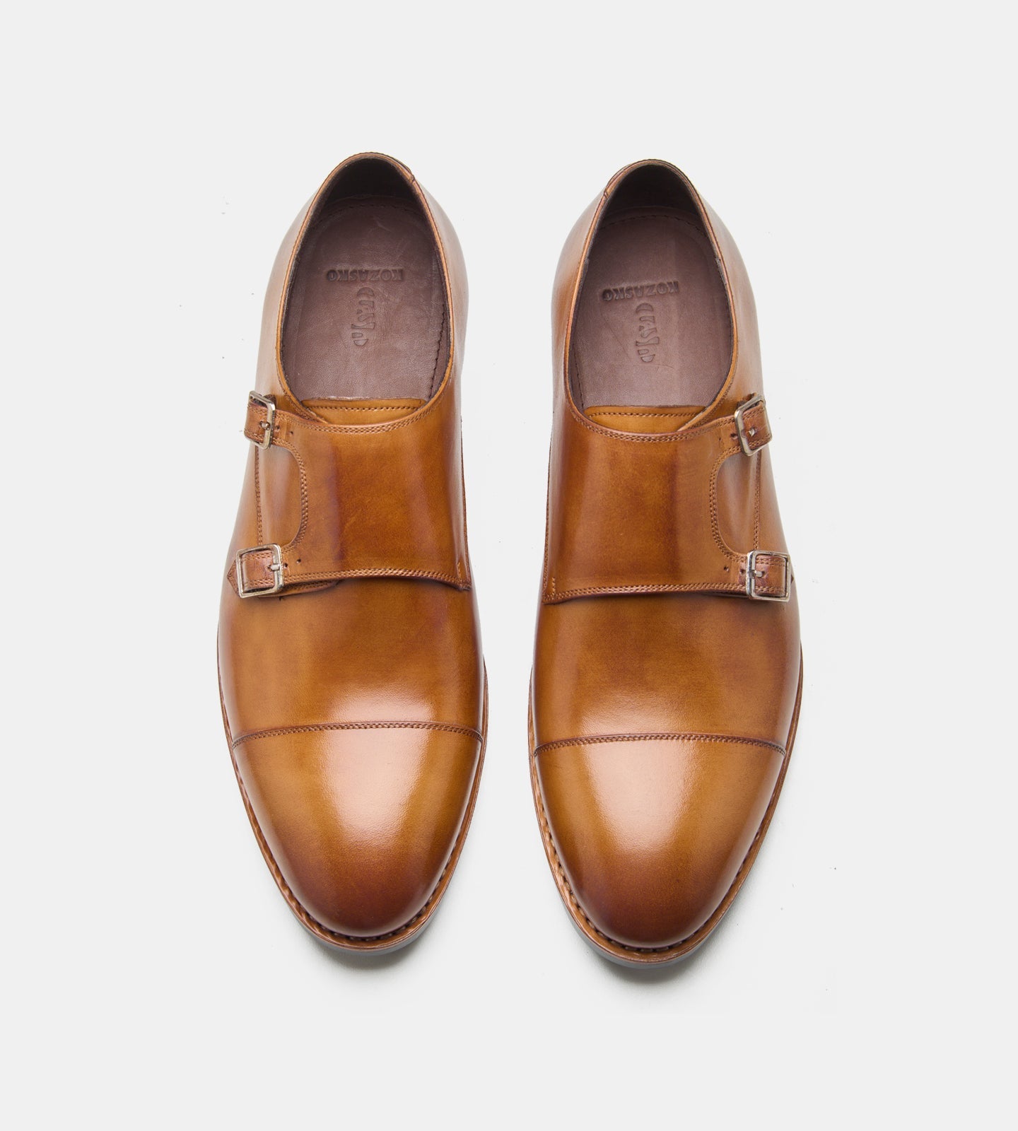 Hand-Welted Double Strap Tan Monk Shoe