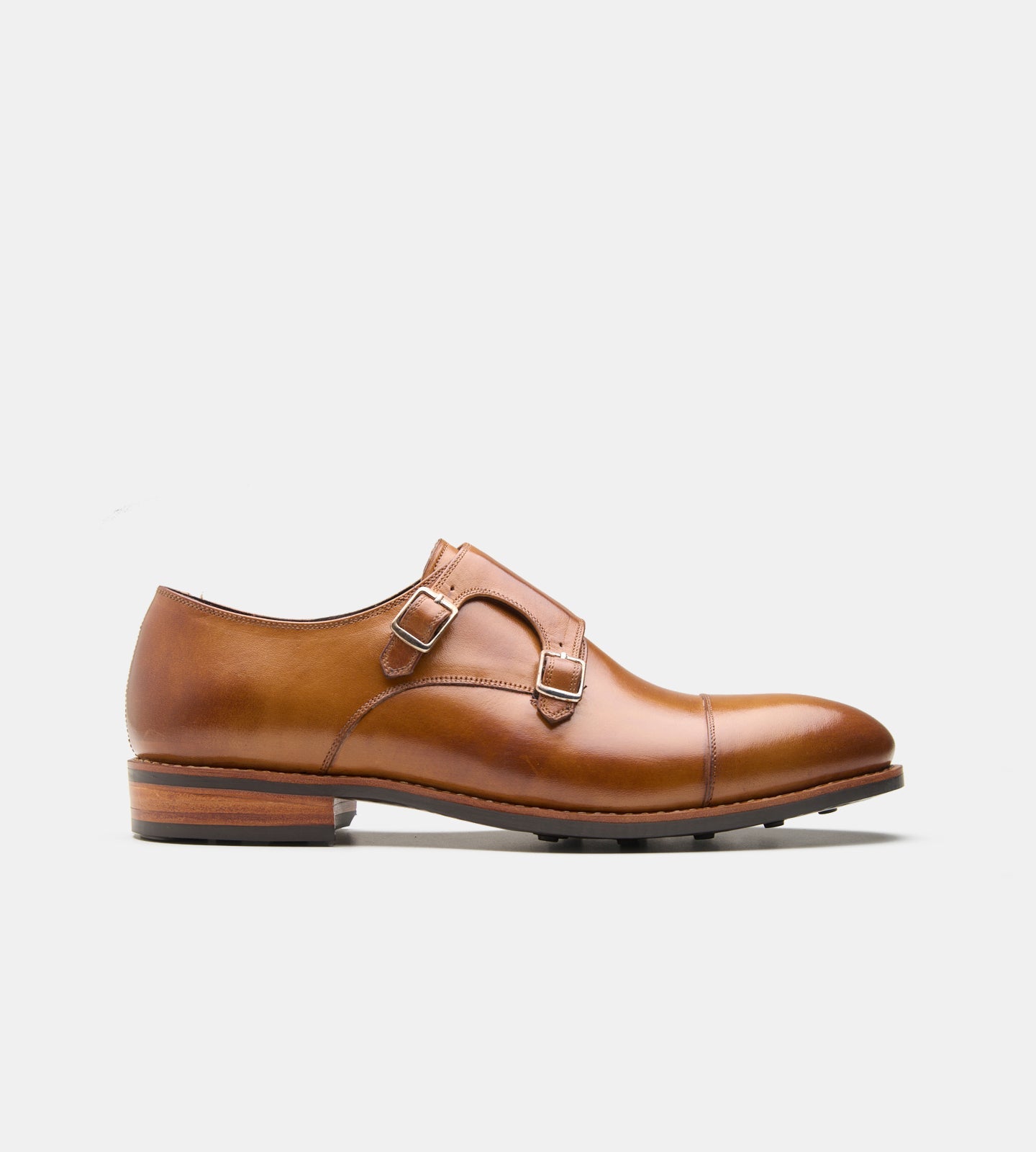 Hand-Welted Double Strap Tan Monk Shoe