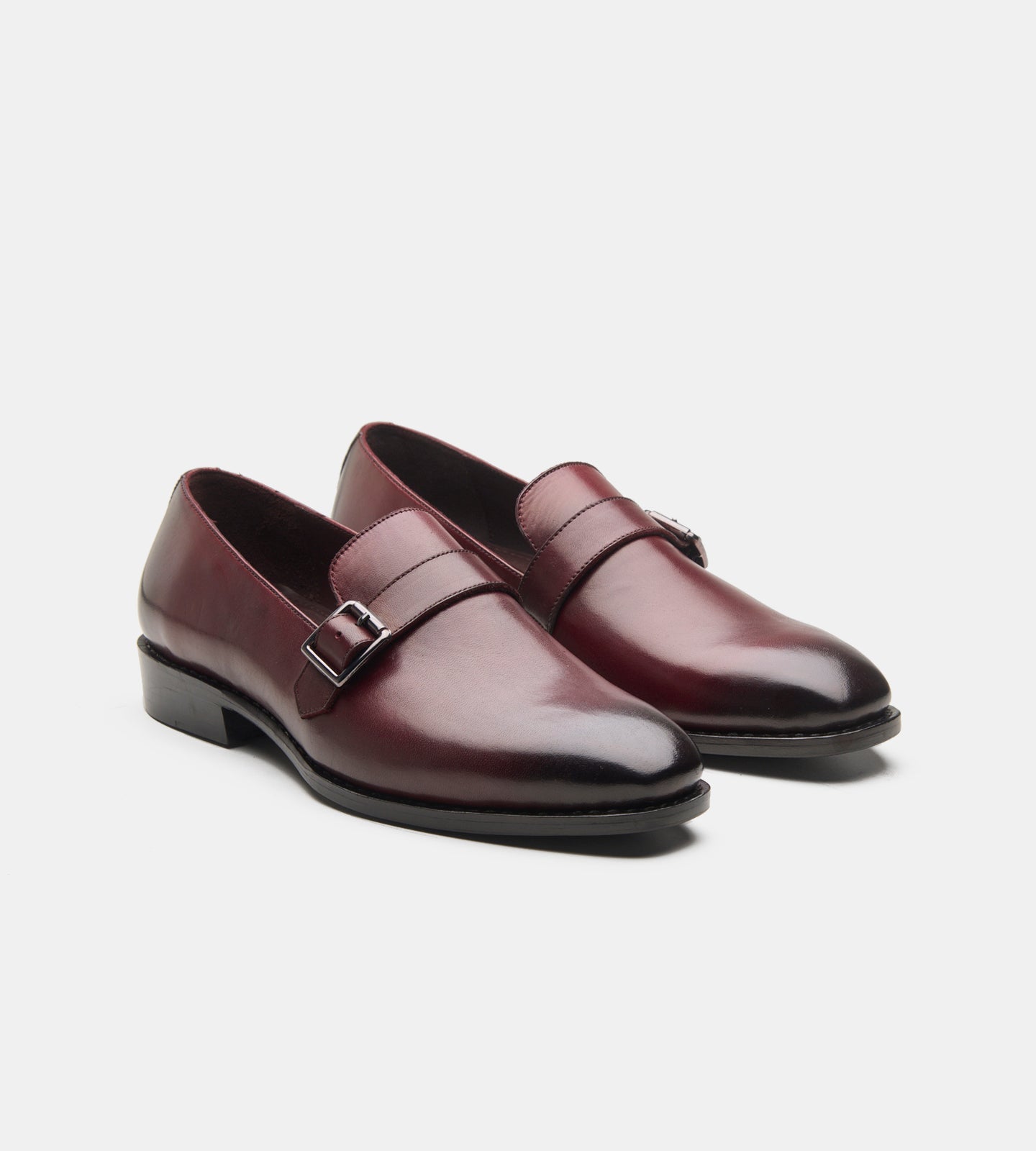Hand-Welted Burgundy Strap Loafers