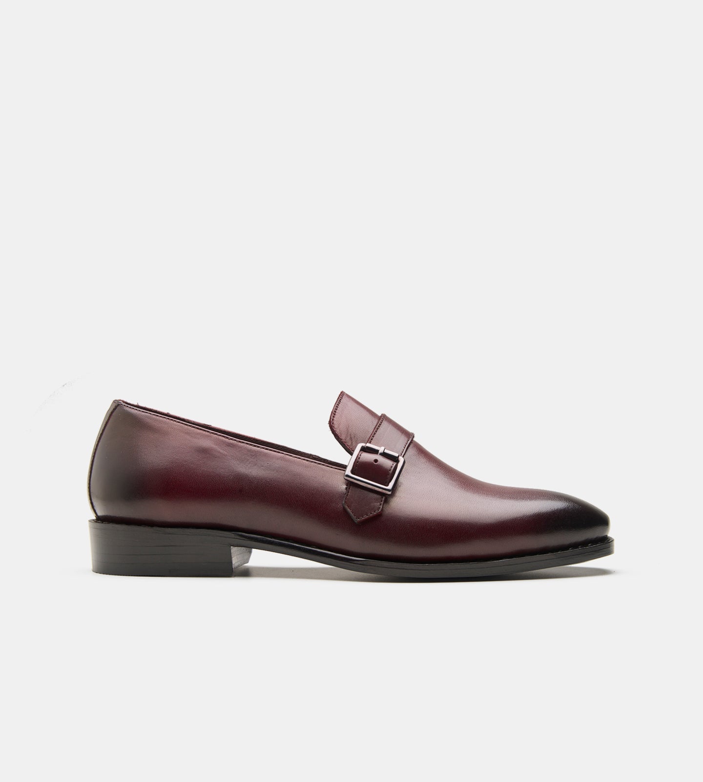 Hand-Welted Burgundy Strap Loafers