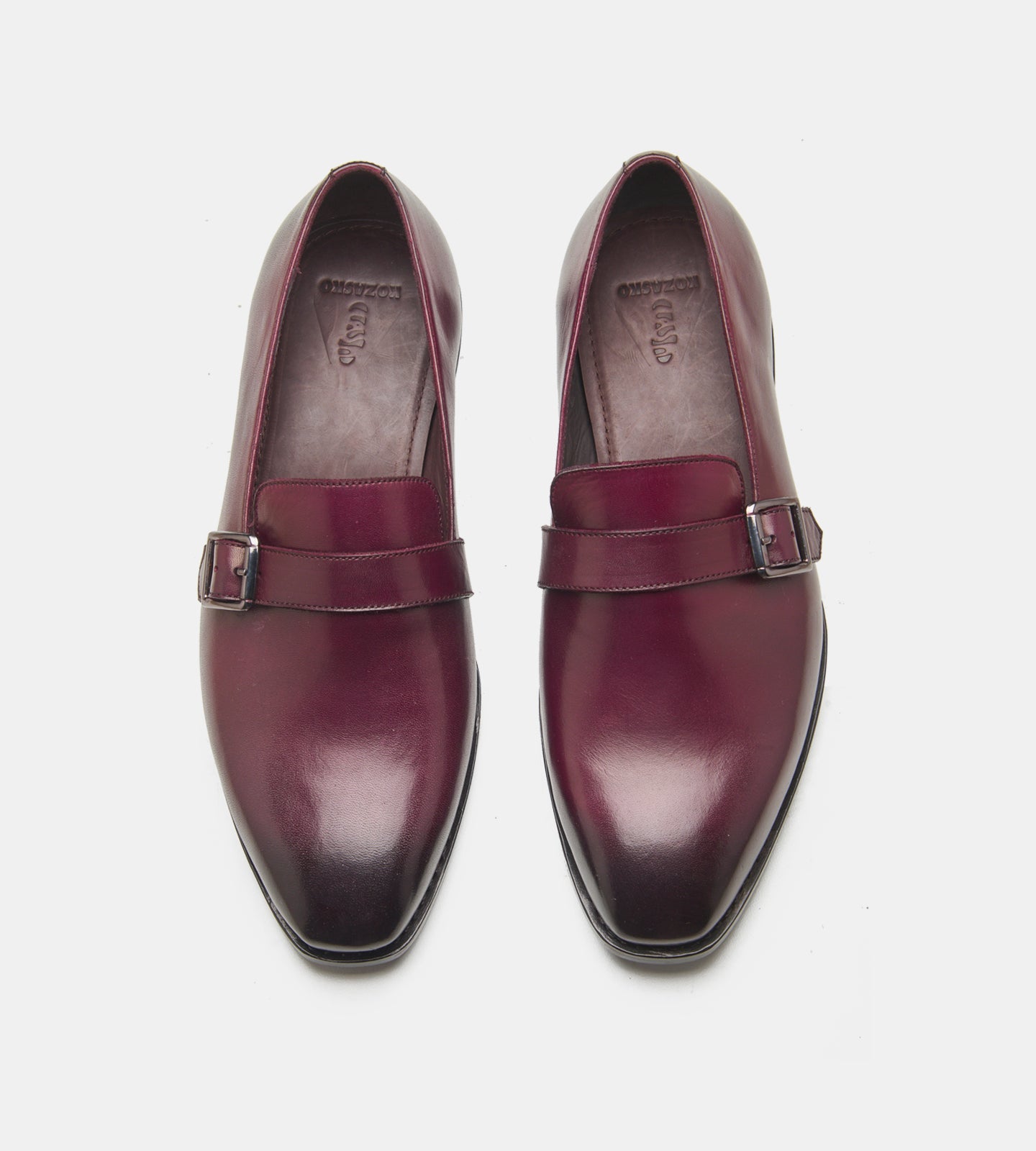 Hand-Welted Burgundy Strap Loafers