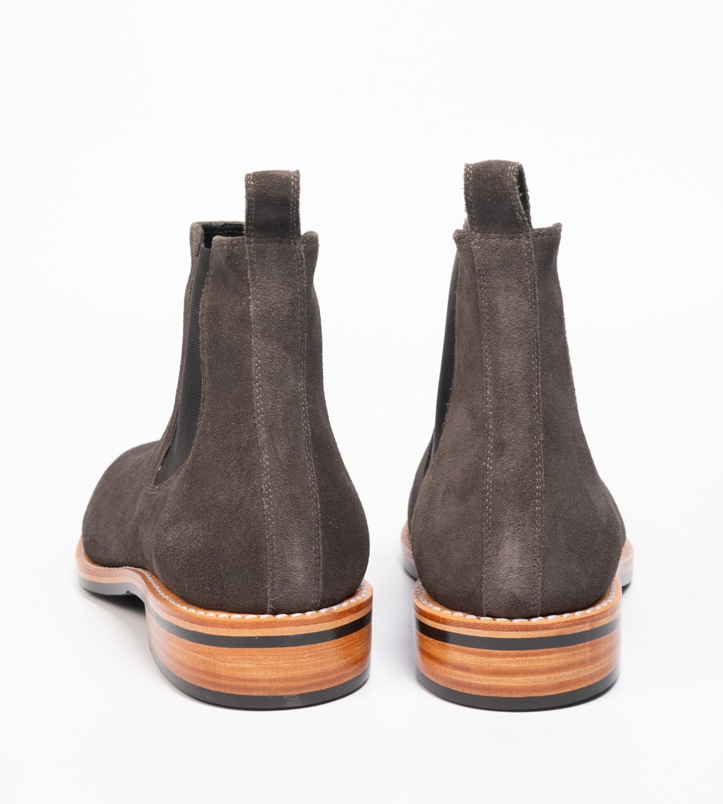 Hand-Welted Dark Grey Suede Wholecut Chelsea Boot