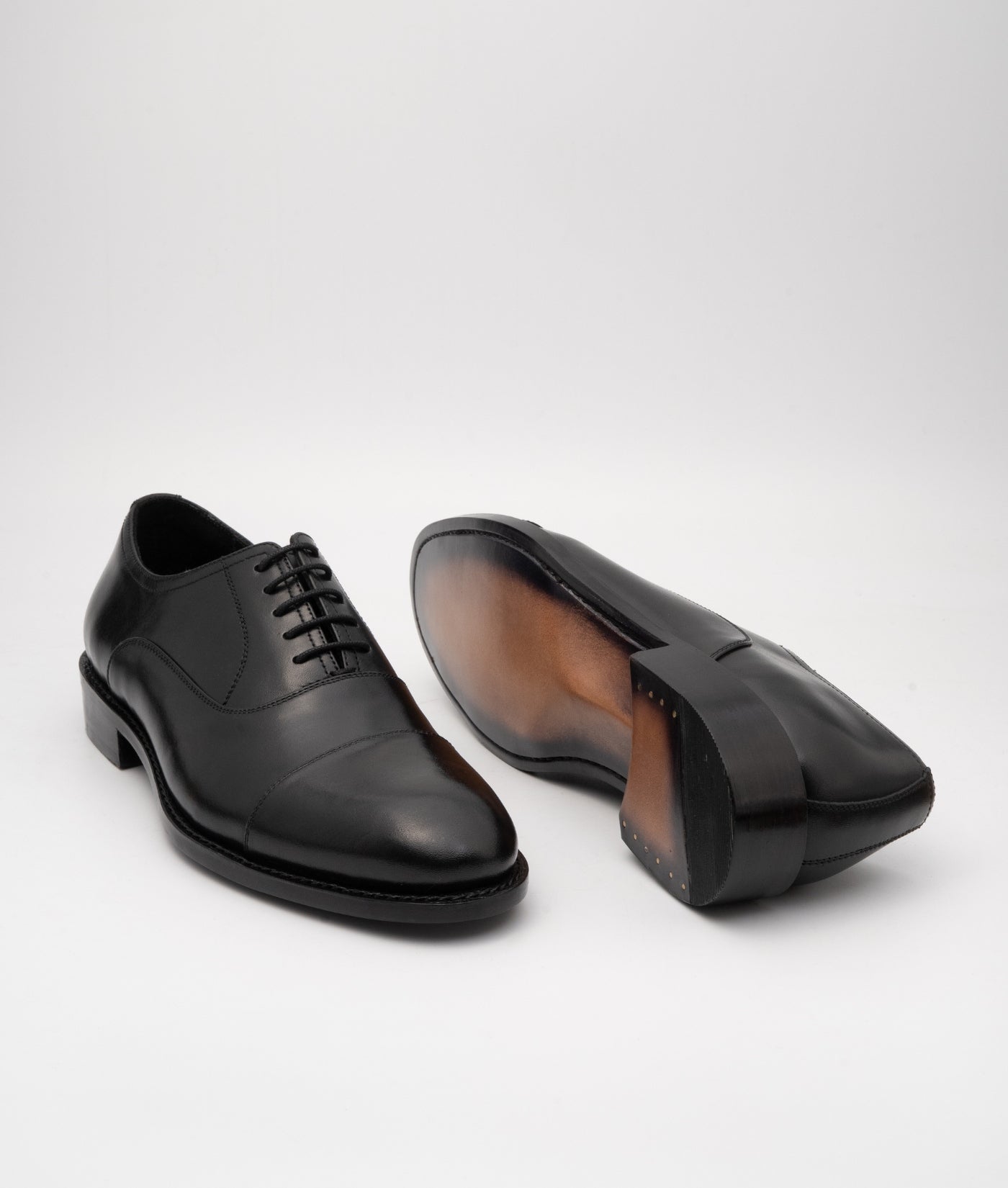 Hand-Welted Black Captoe Oxfords