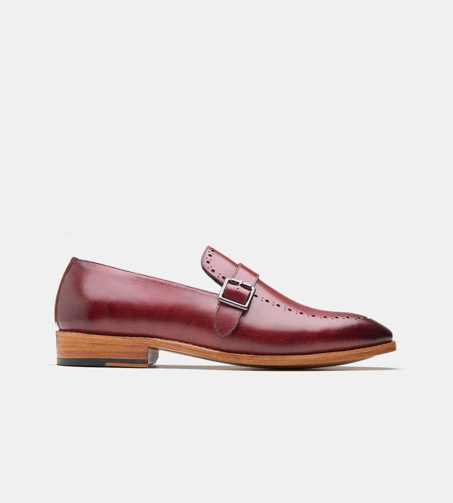 Hand-Welted Burgundy Strap Loafer