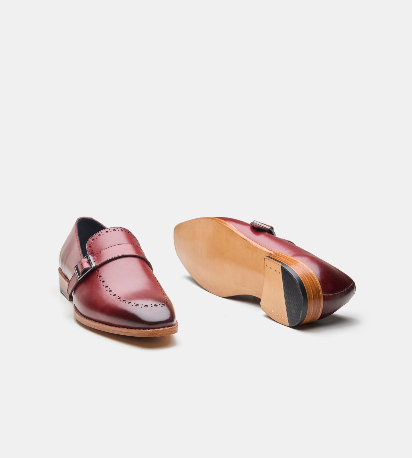 Hand-Welted Burgundy Strap Loafer