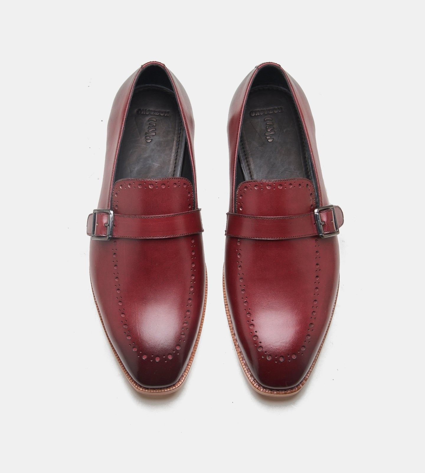Hand-Welted Burgundy Strap Loafer