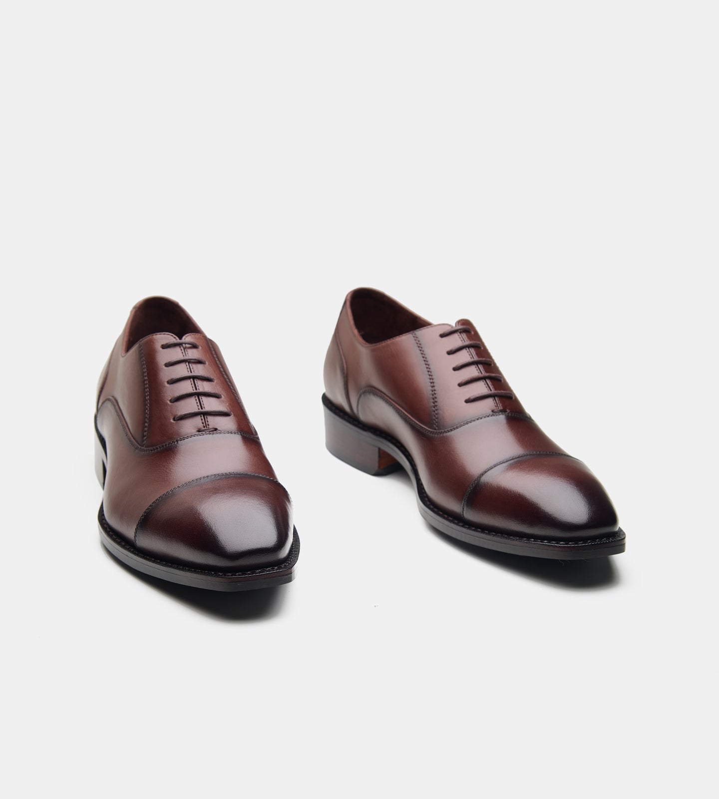 Hand-Welted Chisel Toe Brown Captoe Oxfords