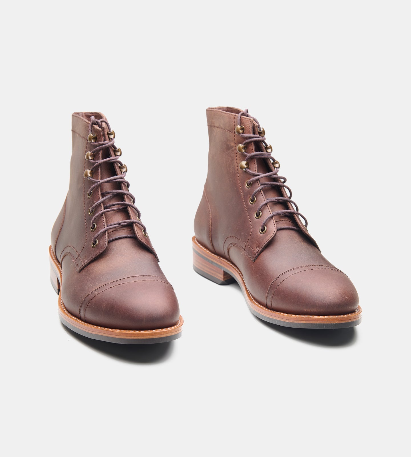 Hand-Welted Brown Oiled Leather Captoe Boot