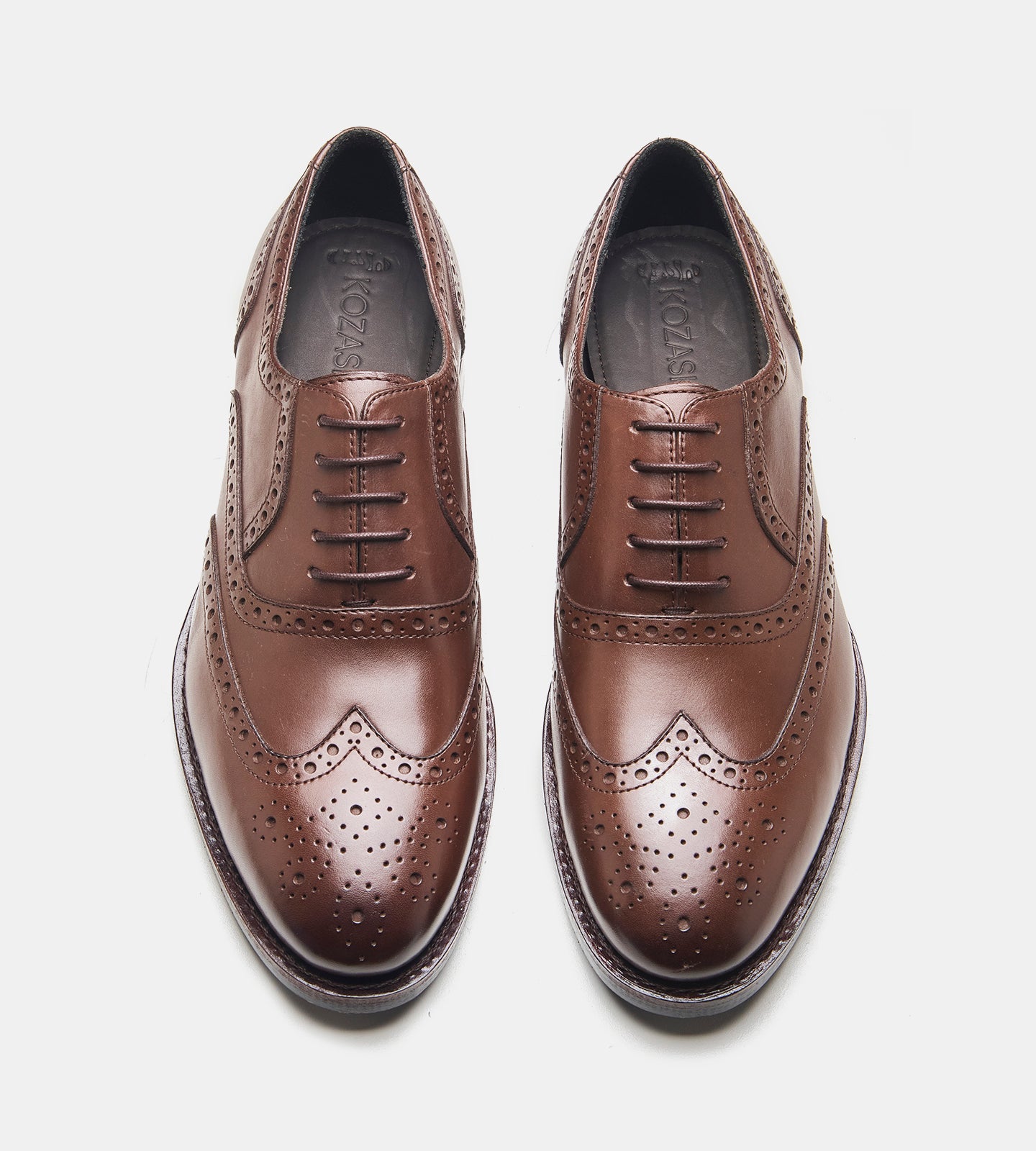 Hand-Welted Brown Wingtip Oxfords
