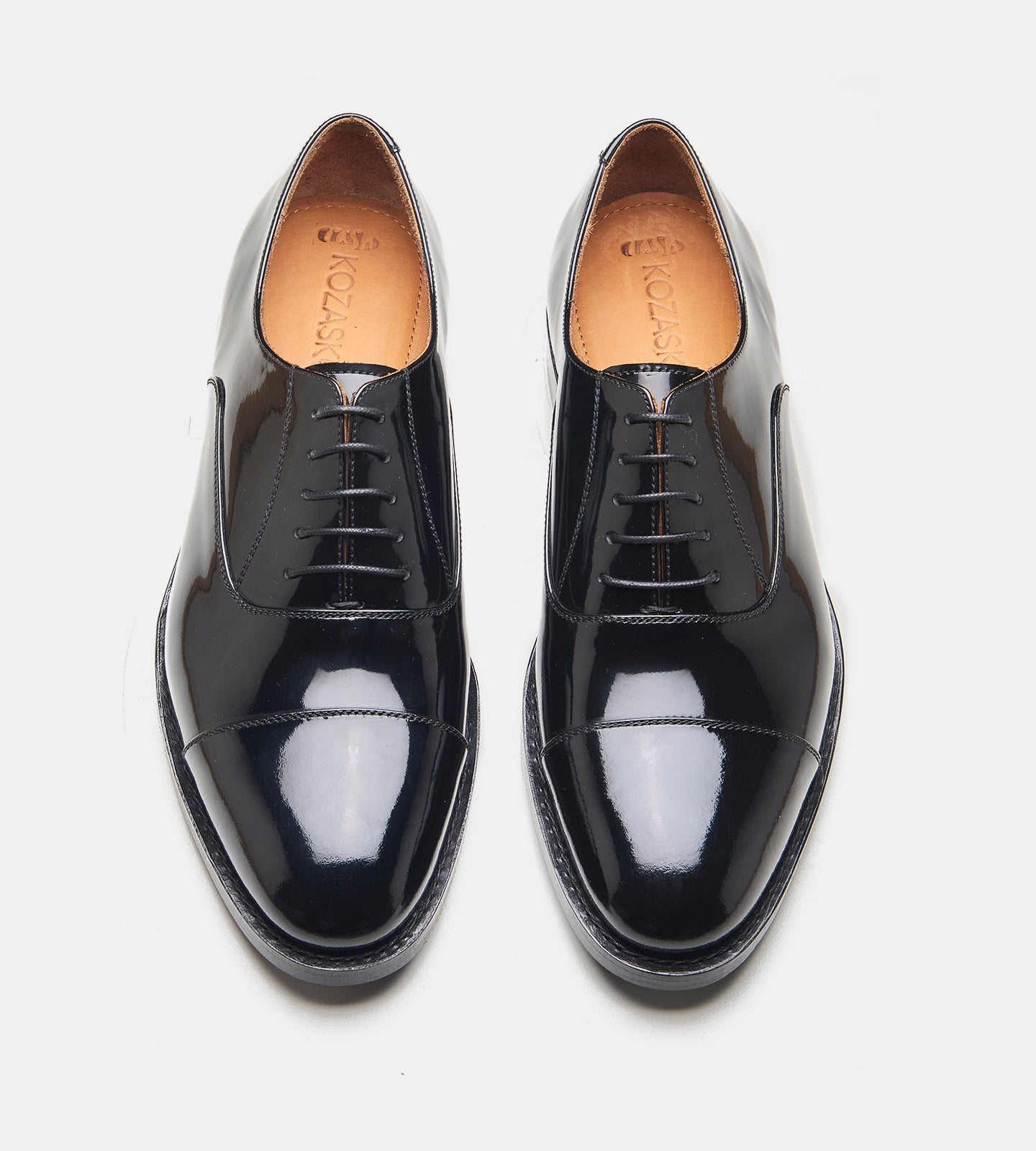 Hand-Welted Black Patent Captoe Oxfords