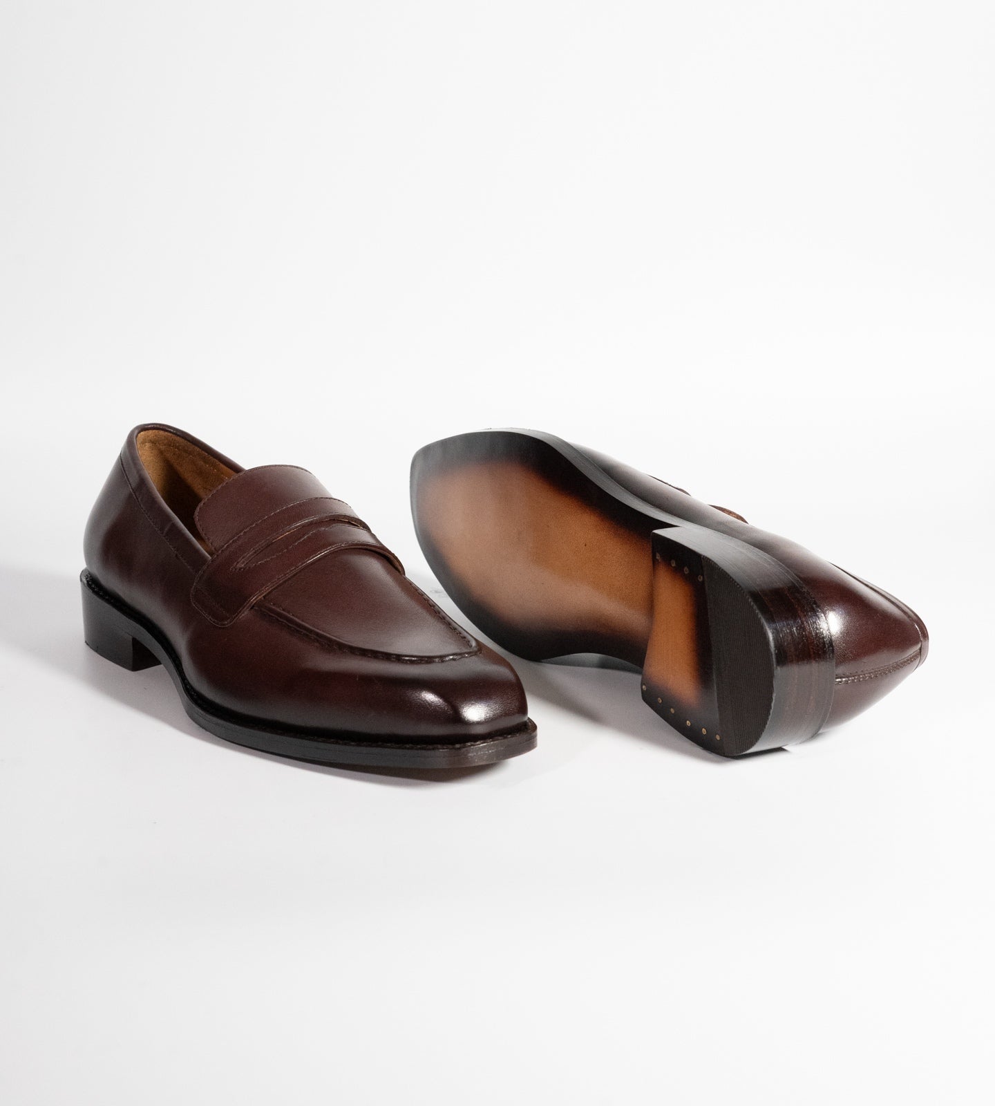 Hand-Welted Chiselled Toe Burgundy Penny Loafer