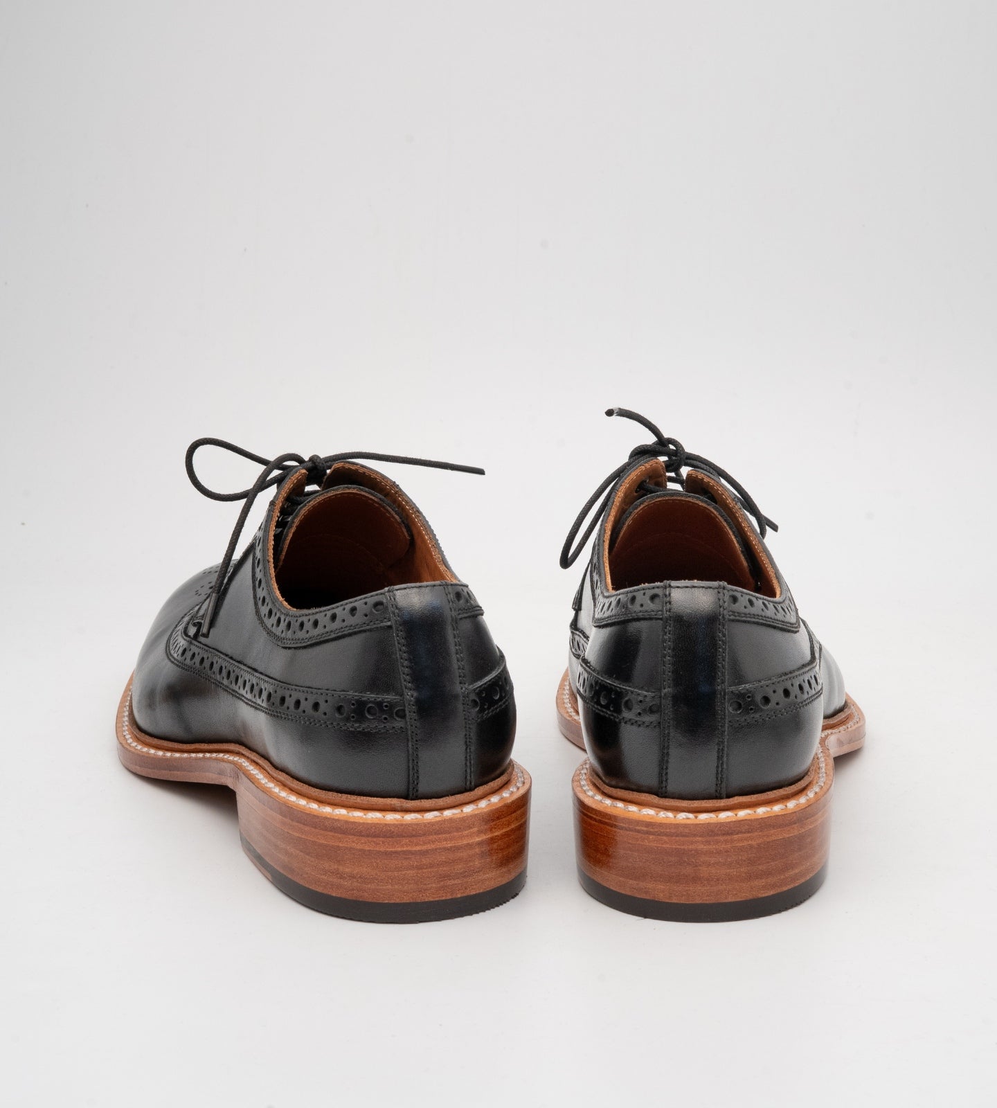 Hand-Welted Black Longwing Blucher Shoe
