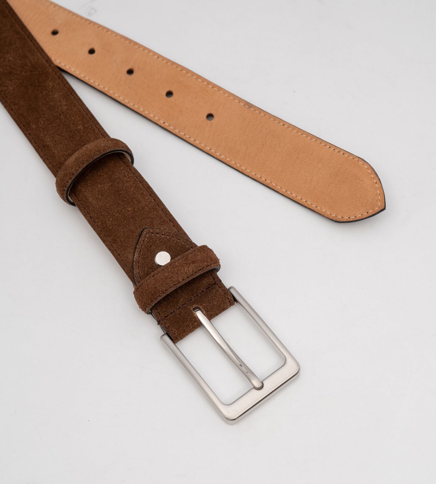 Handmade Dark Brown Italian Suede Leather Belt