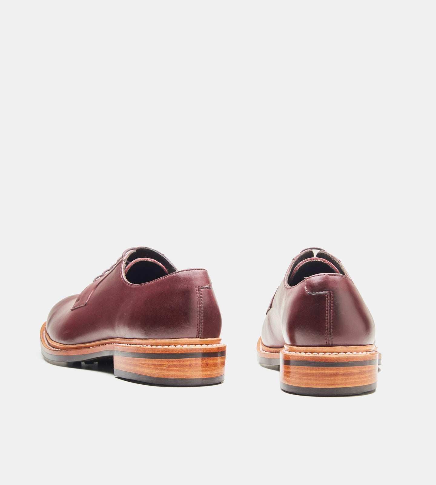 Hand-Welted Burgundy Plain Toe Blucher