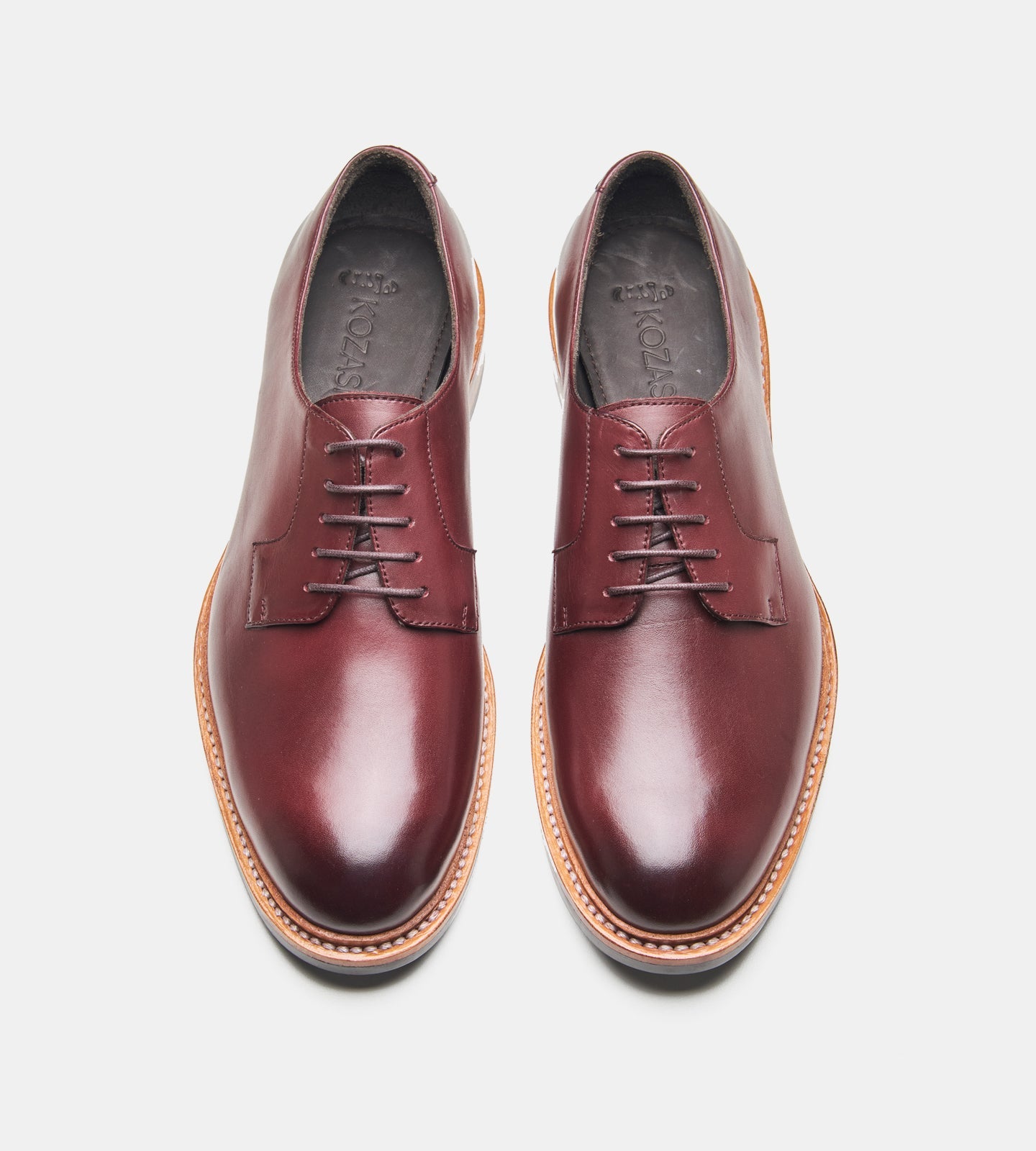 Hand-Welted Burgundy Plain Toe Blucher