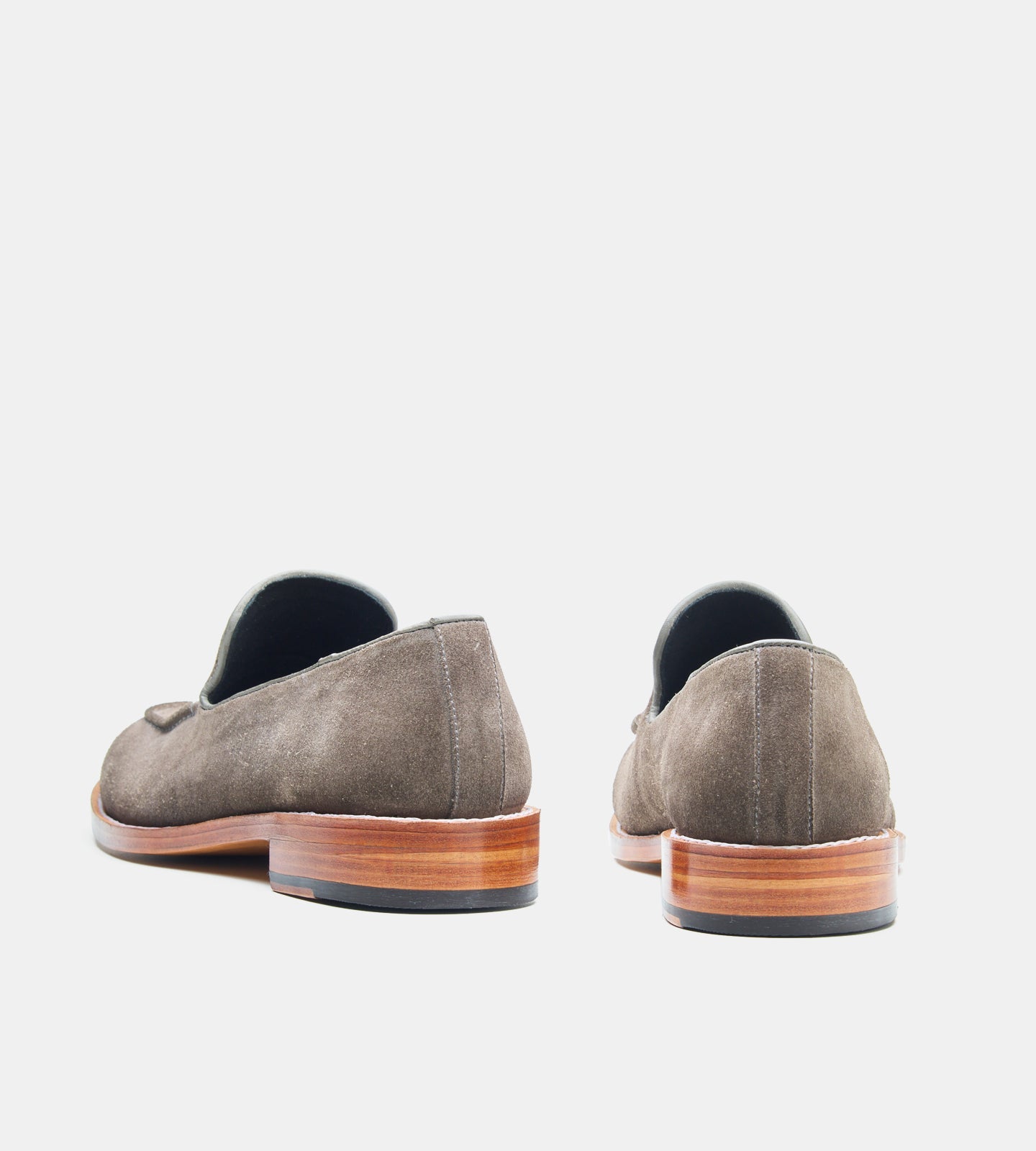 Hand-Welted Grey Suede Slip Ons