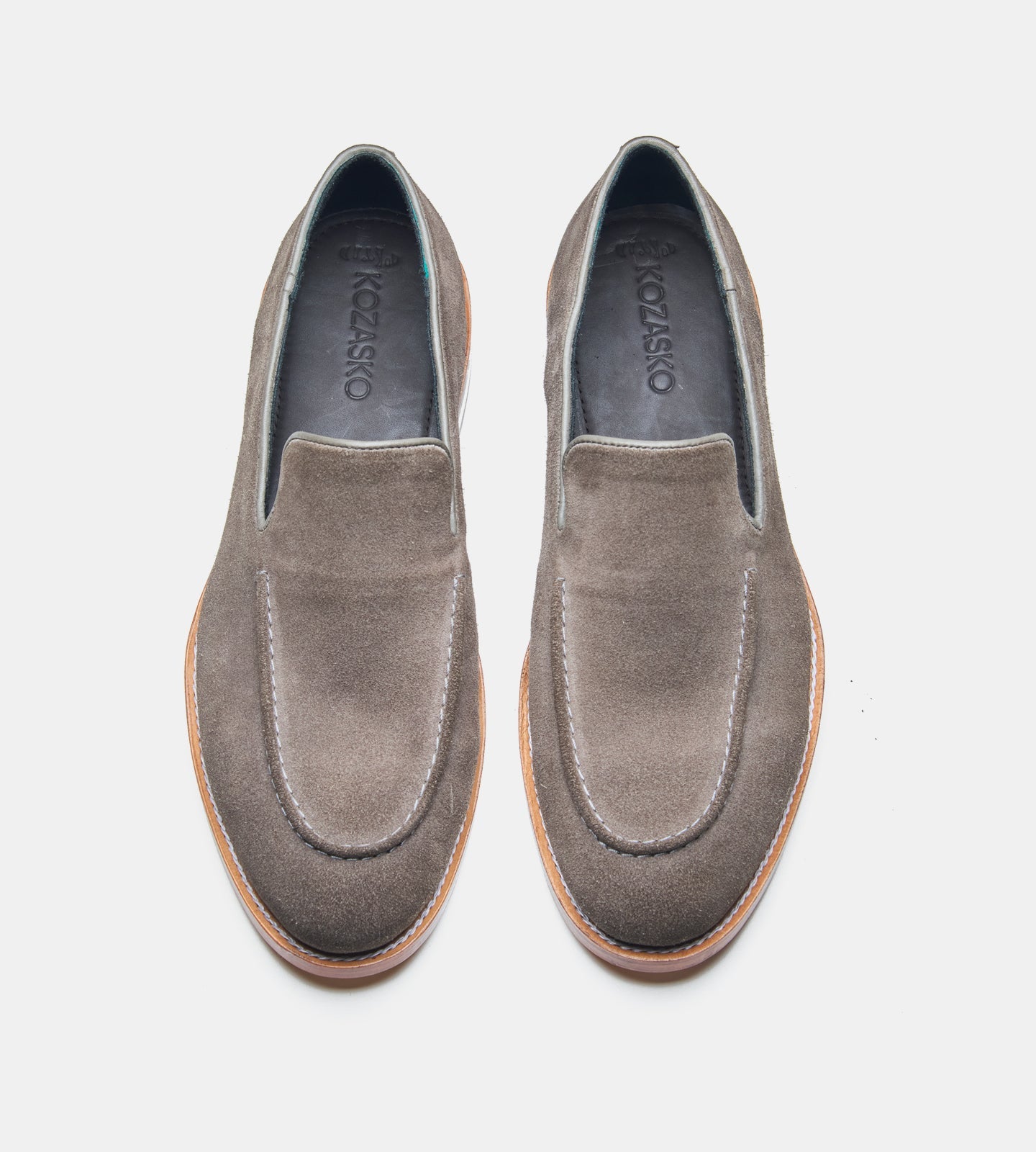 Hand-Welted Grey Suede Slip Ons