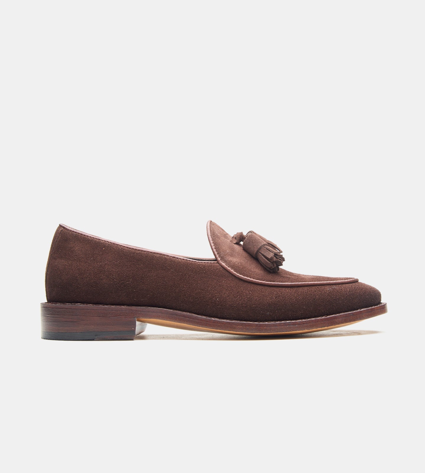 Hand-Welted Brown Suede Belgian Tassel Loafer