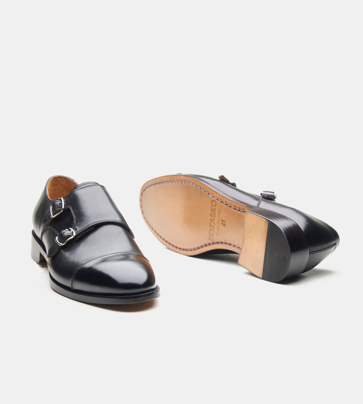 Blake Stitched Black Double Monk Strap shoe