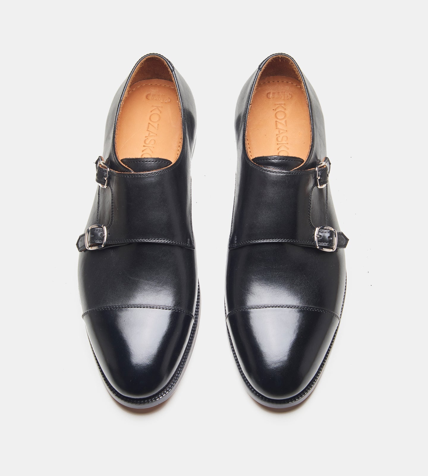 Blake Stitched Black Double Monk Strap shoe