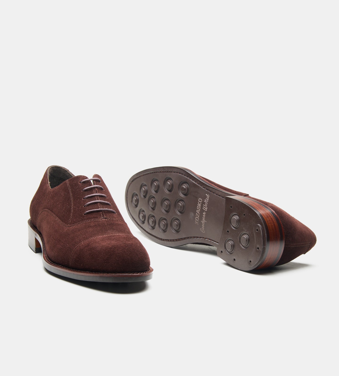 Classic Hand-Welted Brown Suede Captoe Oxfords