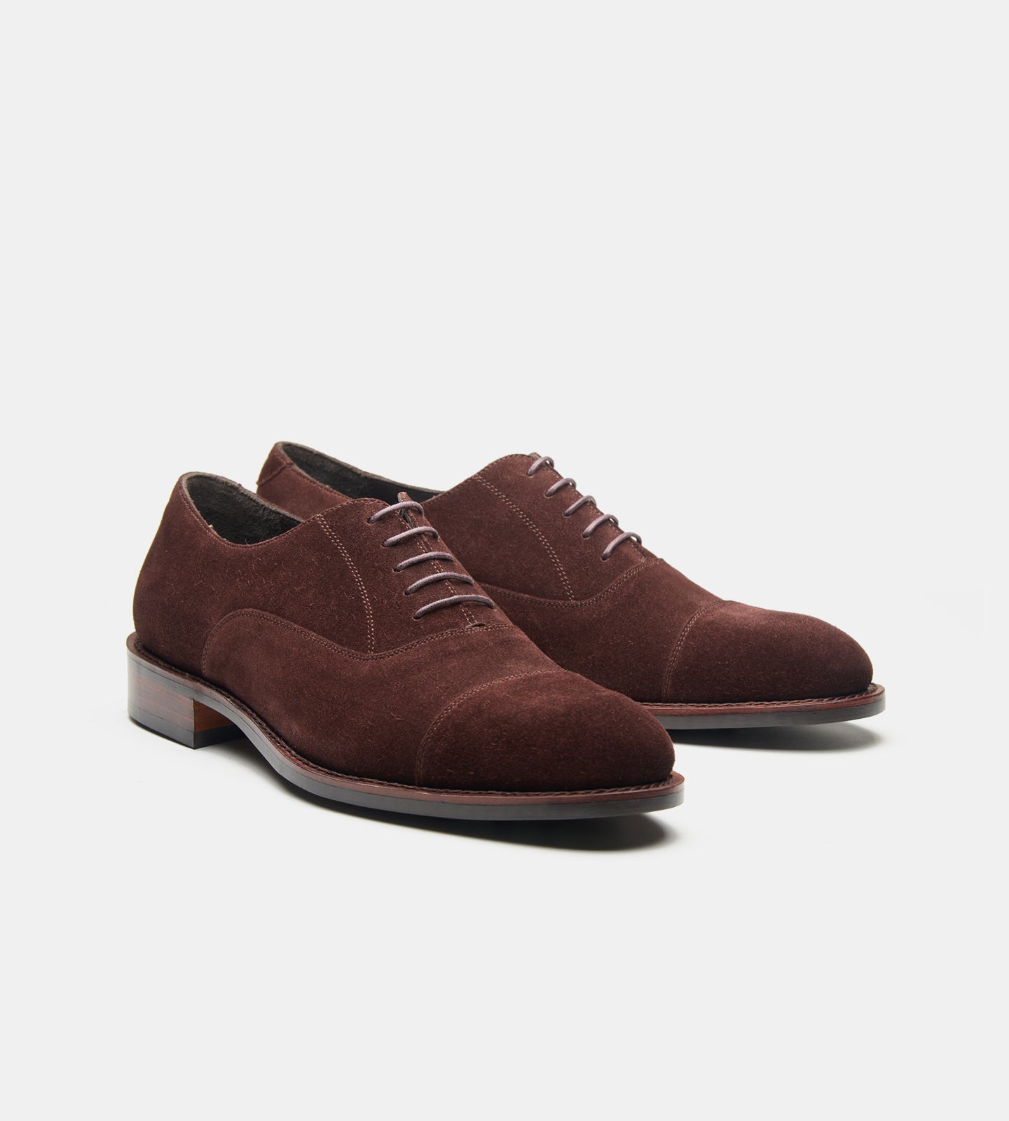 Classic Hand-Welted Brown Suede Captoe Oxfords