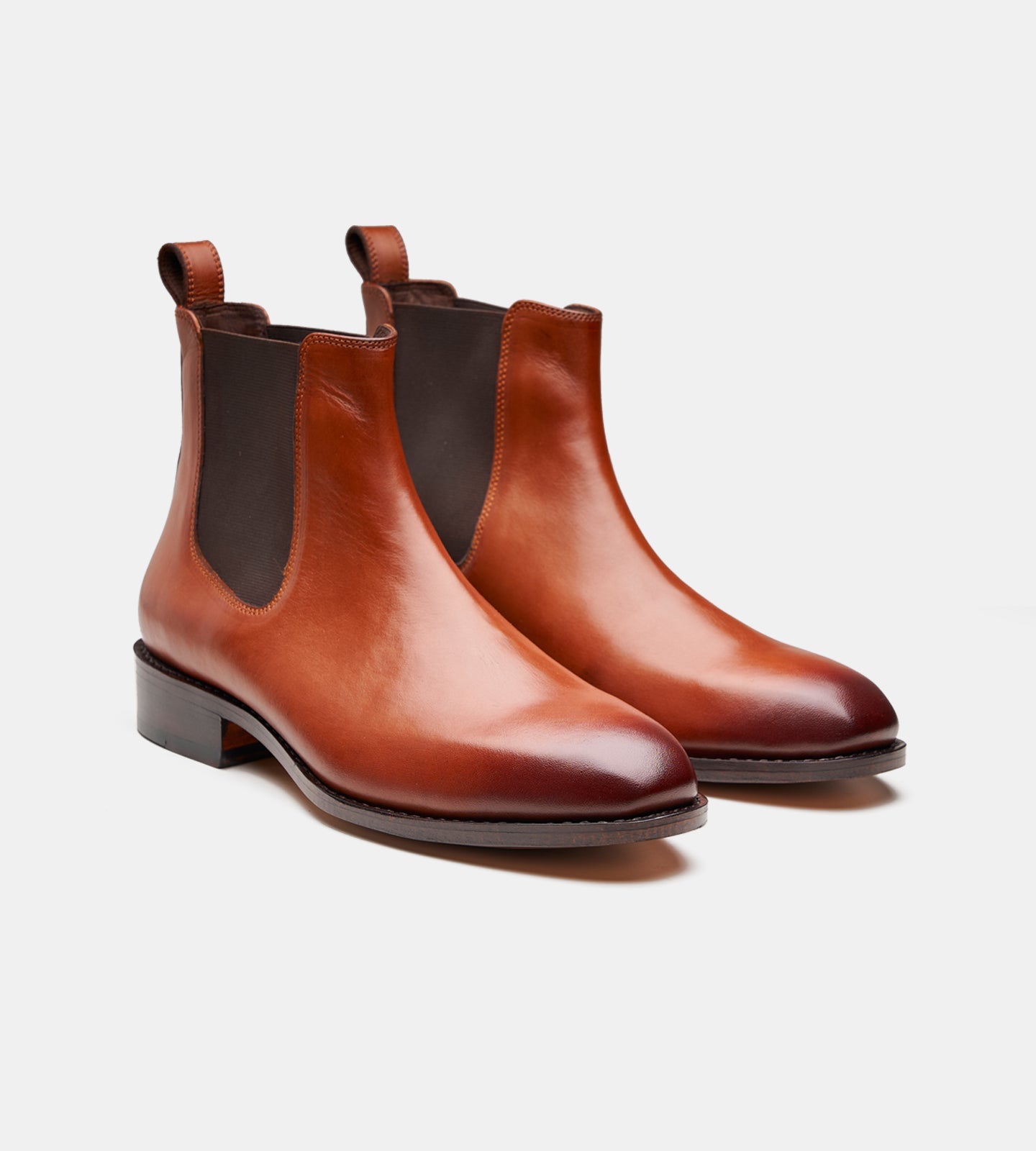 Hand-Welted Cognac Wholecut Chelsea Boot