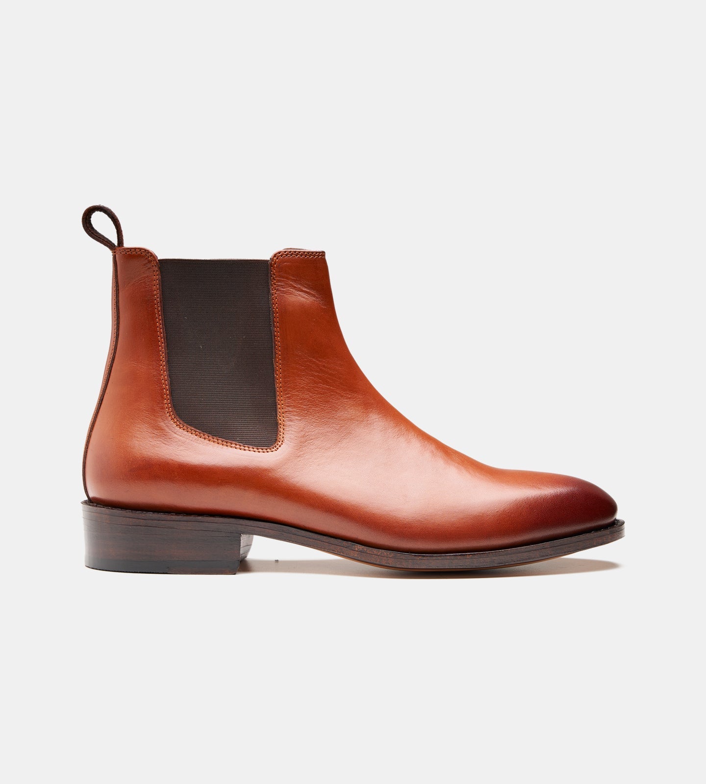 Hand-Welted Cognac Wholecut Chelsea Boot