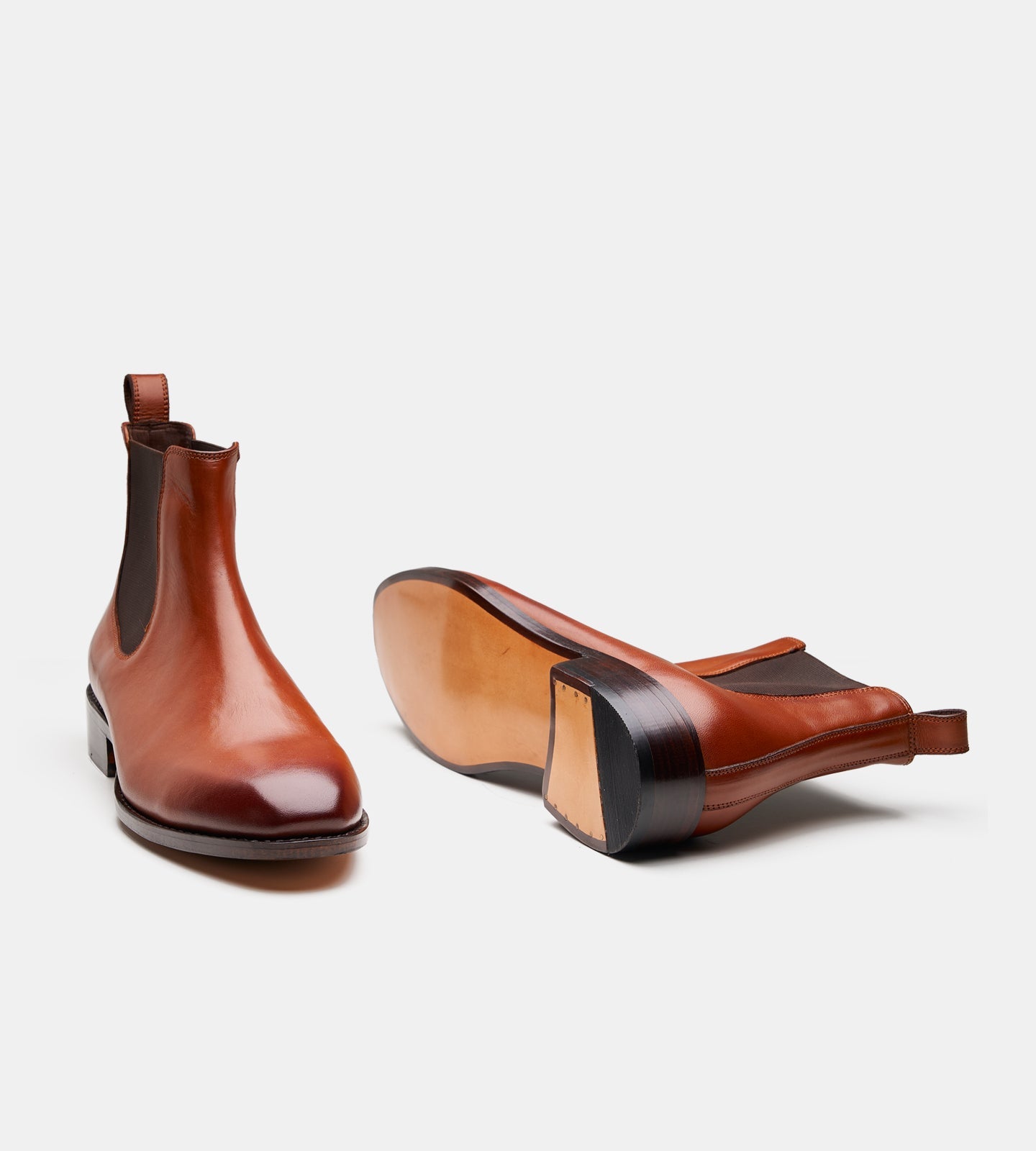 Hand-Welted Cognac Wholecut Chelsea Boot
