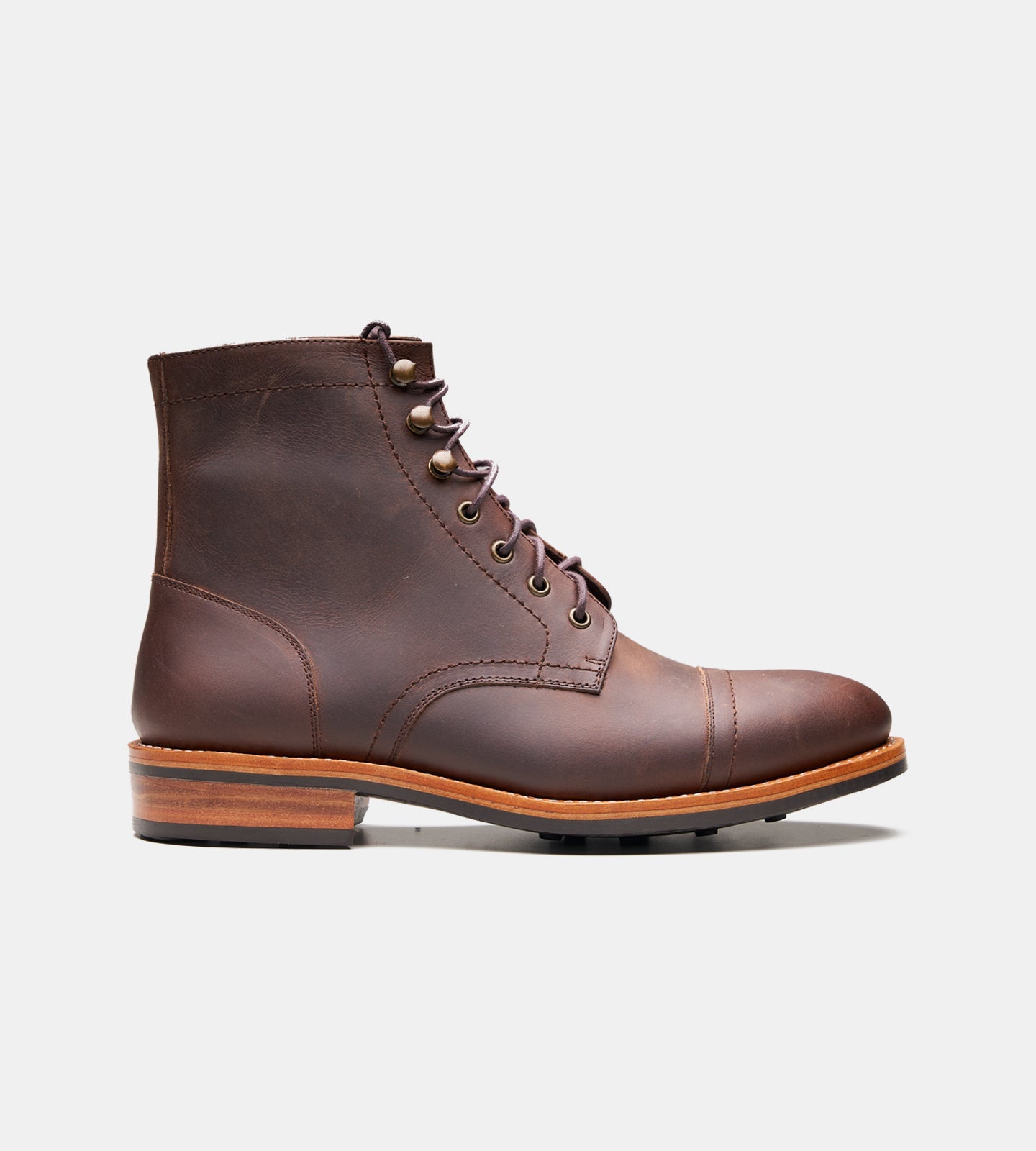 Hand-Welted Brown Oiled Leather Captoe Boot