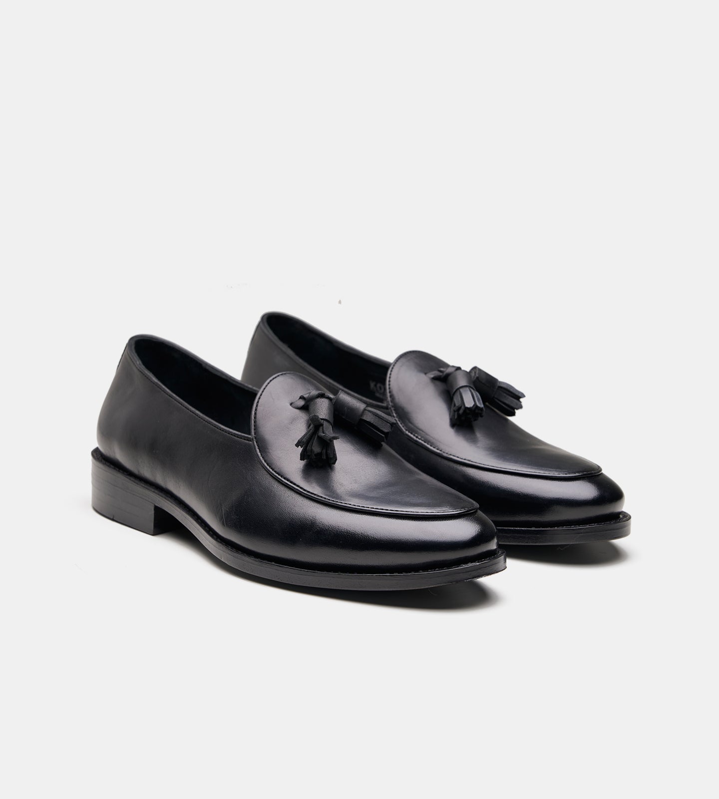 Hand-Welted Black Belgian Tassel Loafer