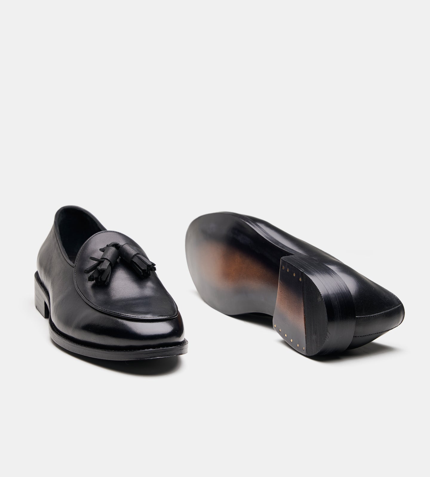 Hand-Welted Black Belgian Tassel Loafer