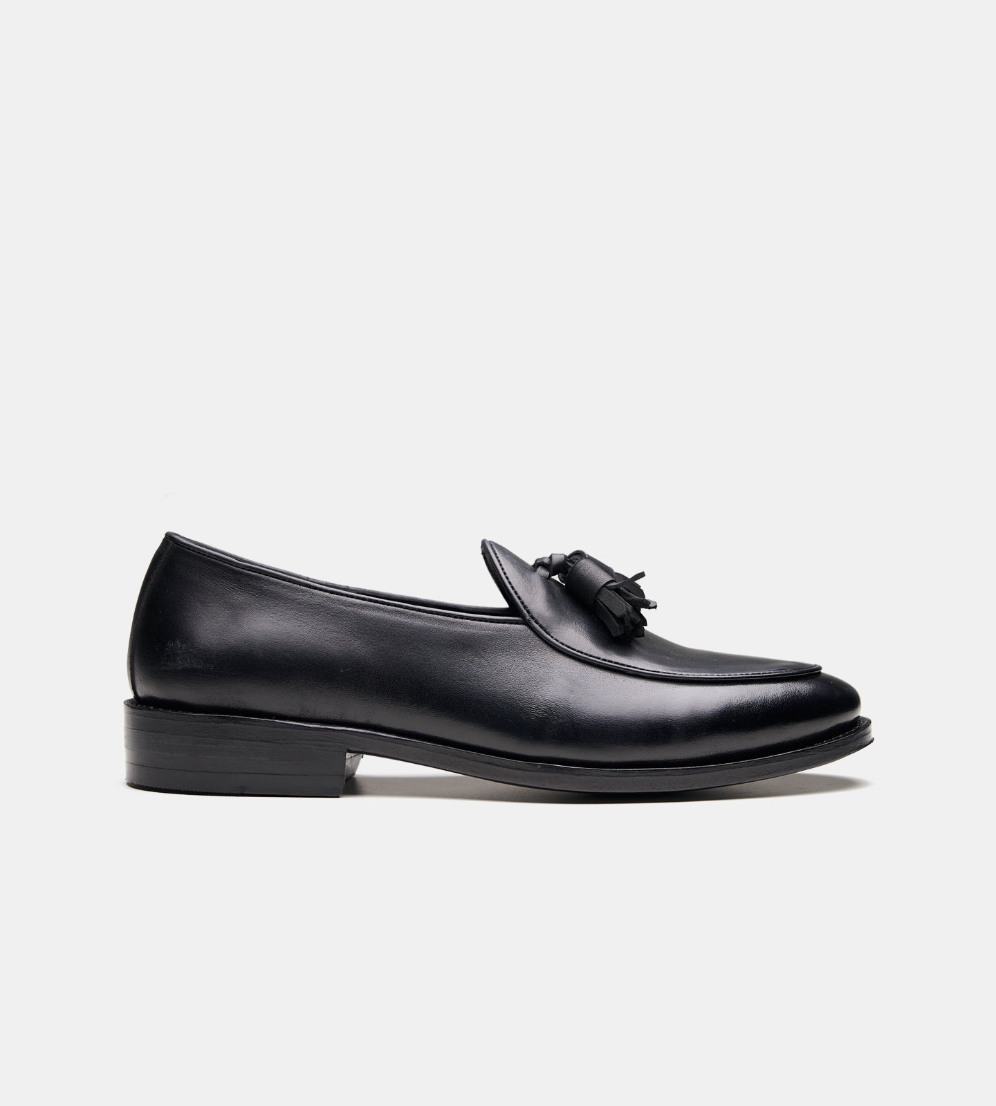 Hand-Welted Black Belgian Tassel Loafer