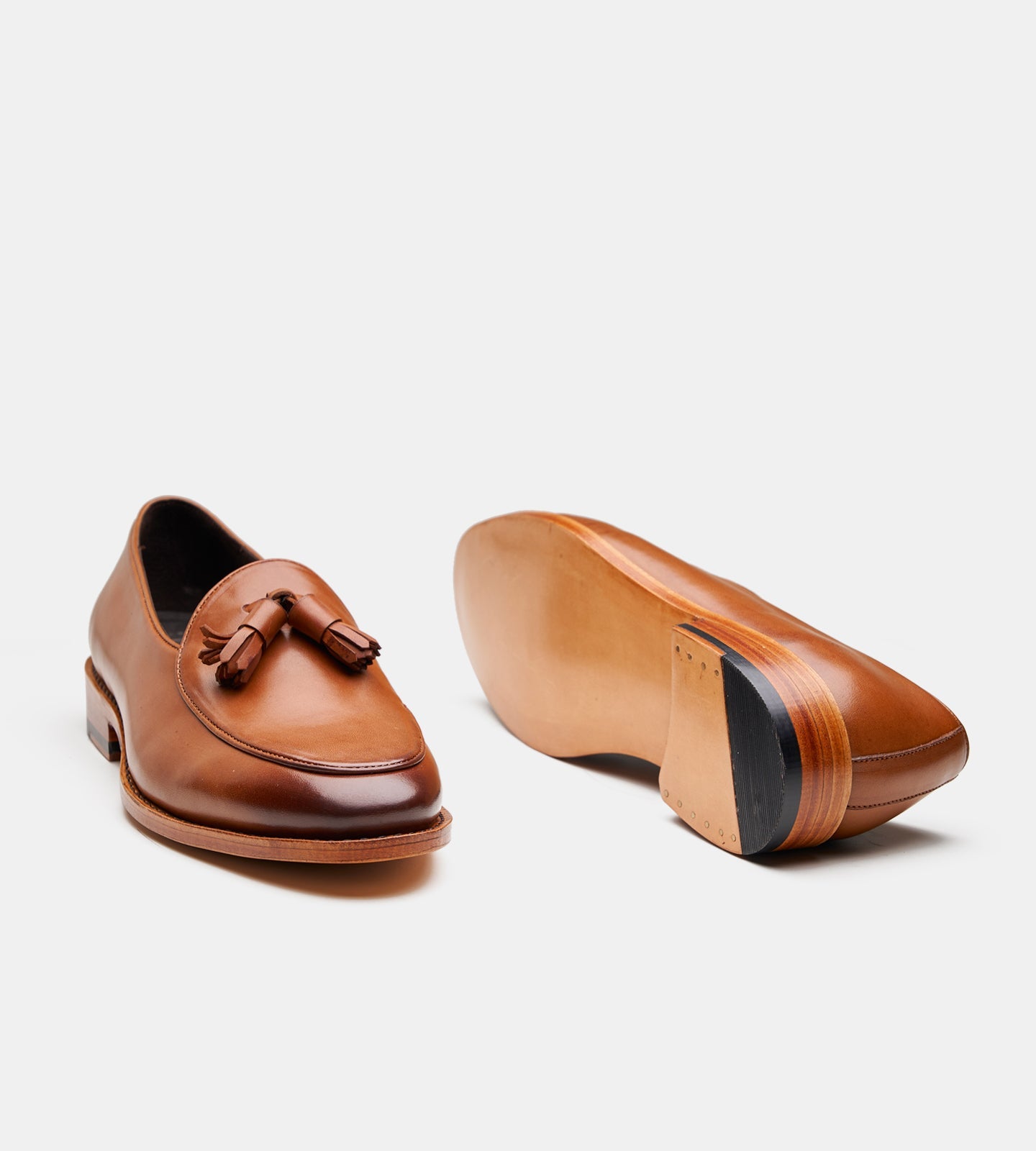 Hand-Welted Tan Belgian Tassel Loafer