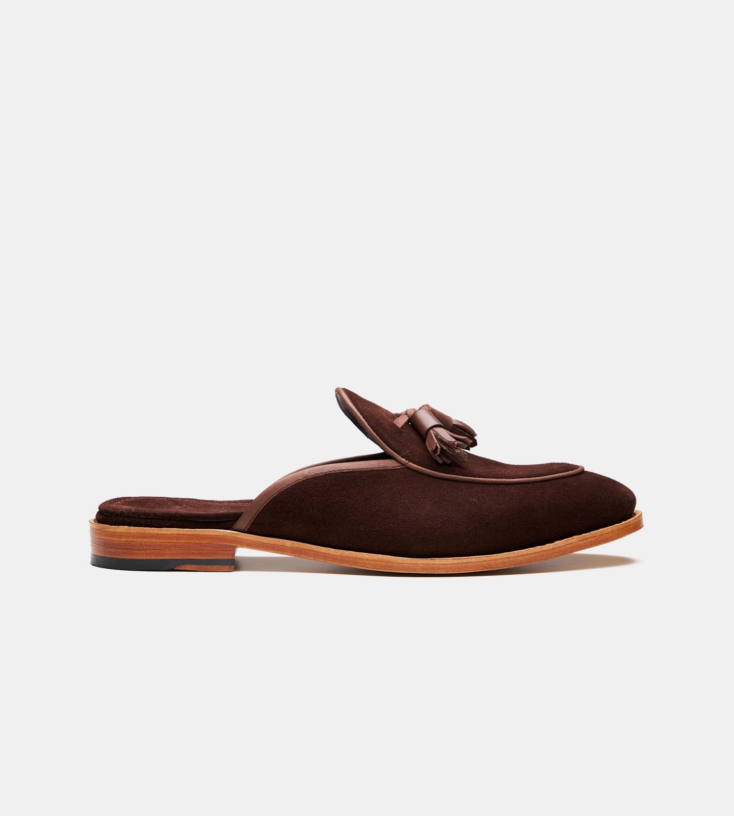 Handwelted Suede Tassel Mules