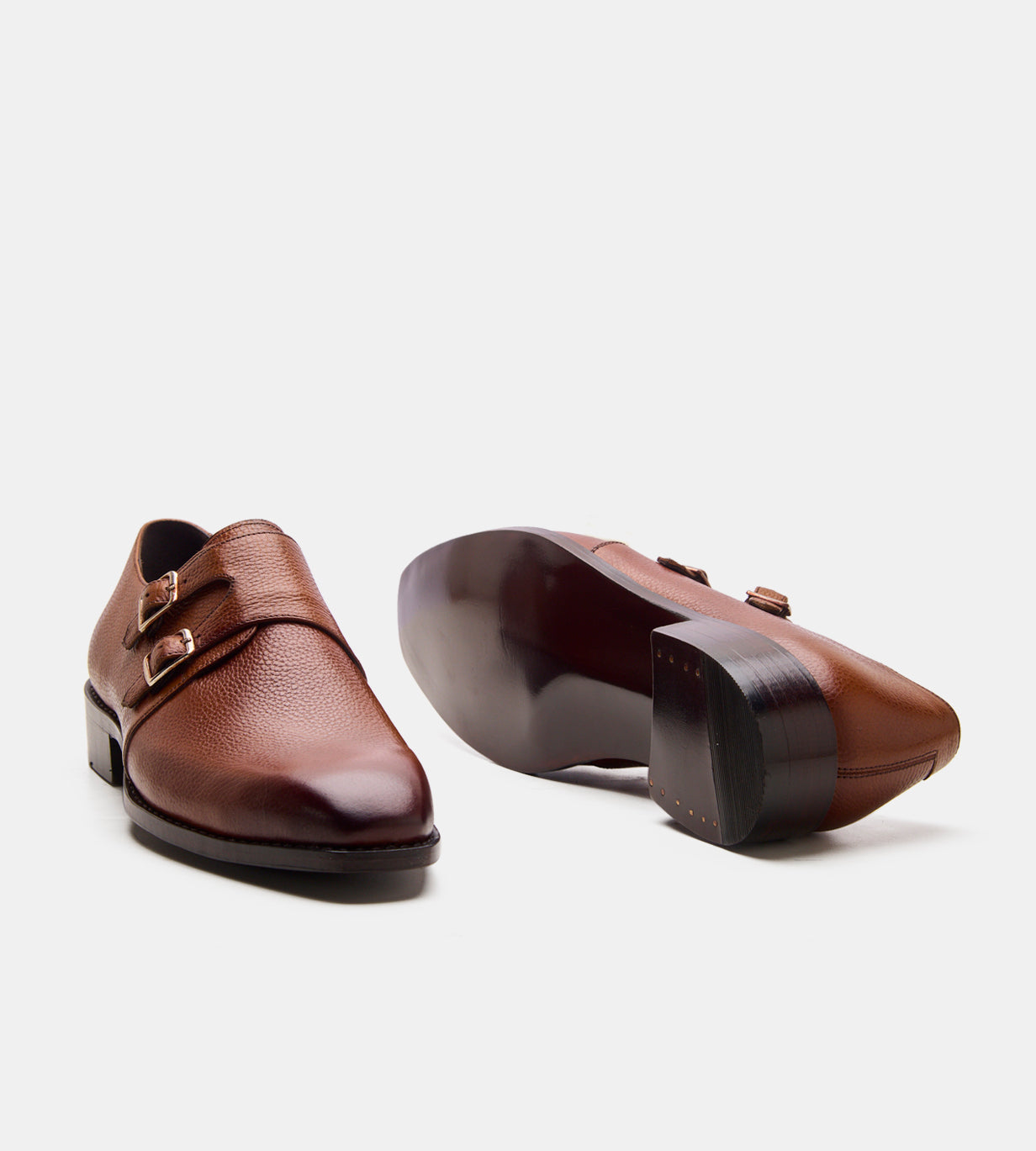 Hand-Welted Tan Waxy Milled Double Monk
