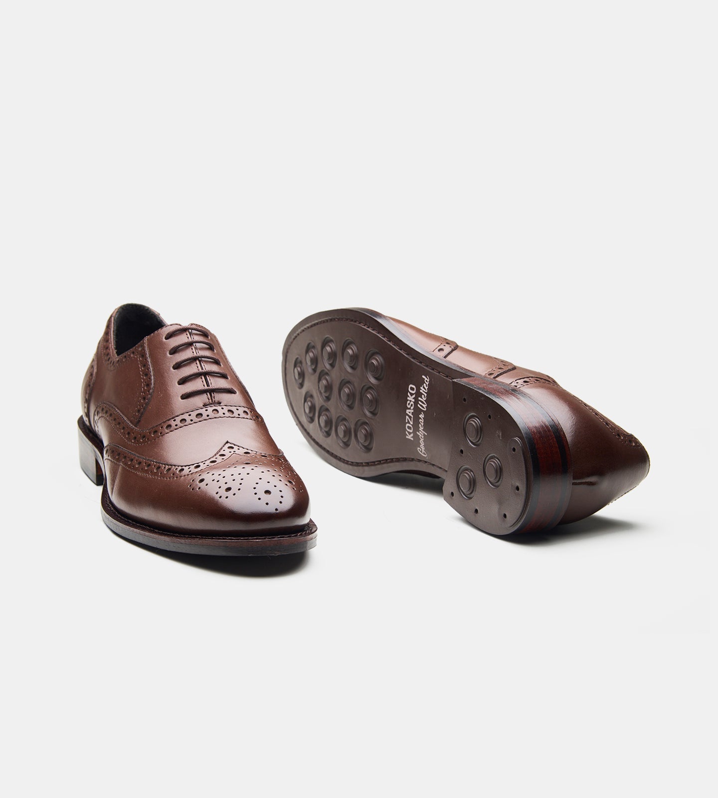 Hand-Welted Brown Wingtip Oxfords