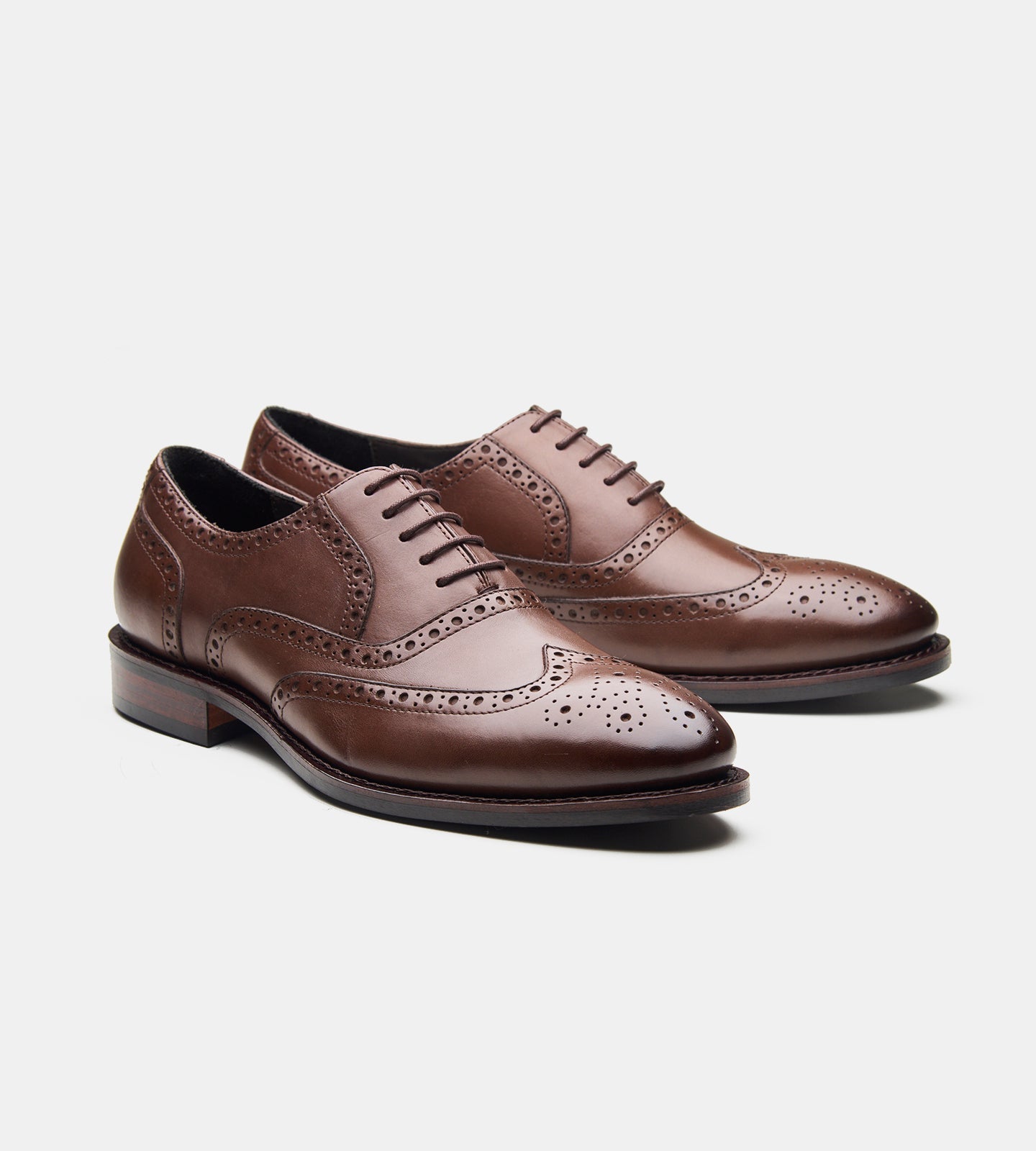 Hand-Welted Brown Wingtip Oxfords